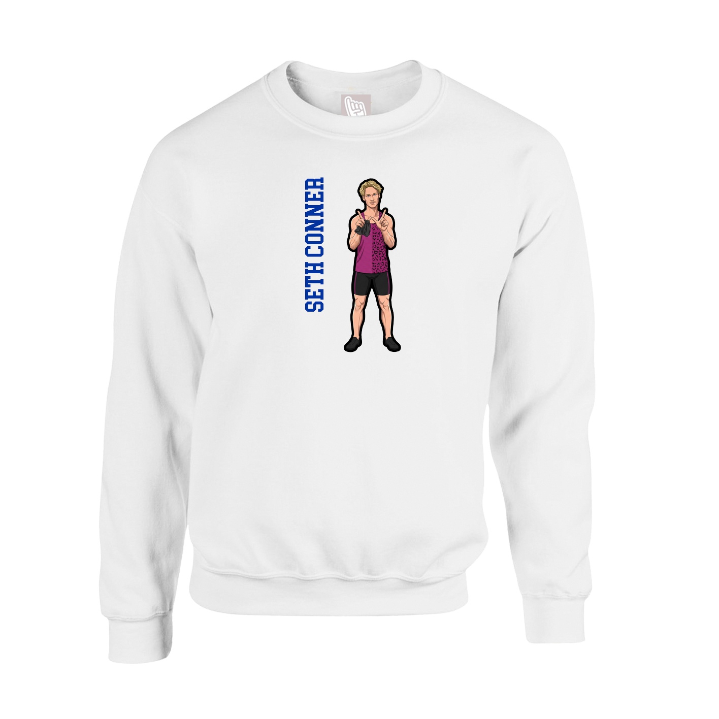 Fleece Crew — Name Vertical in White