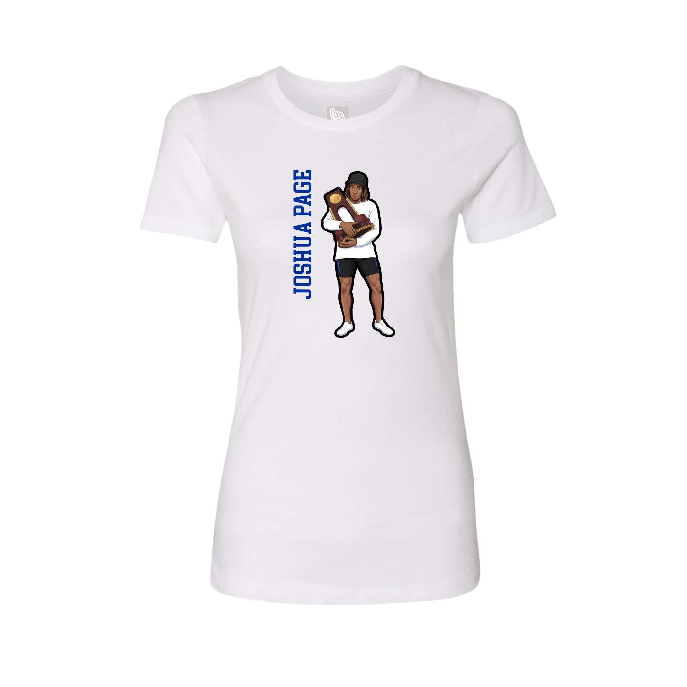 Womens Tee — Name Vertical in White