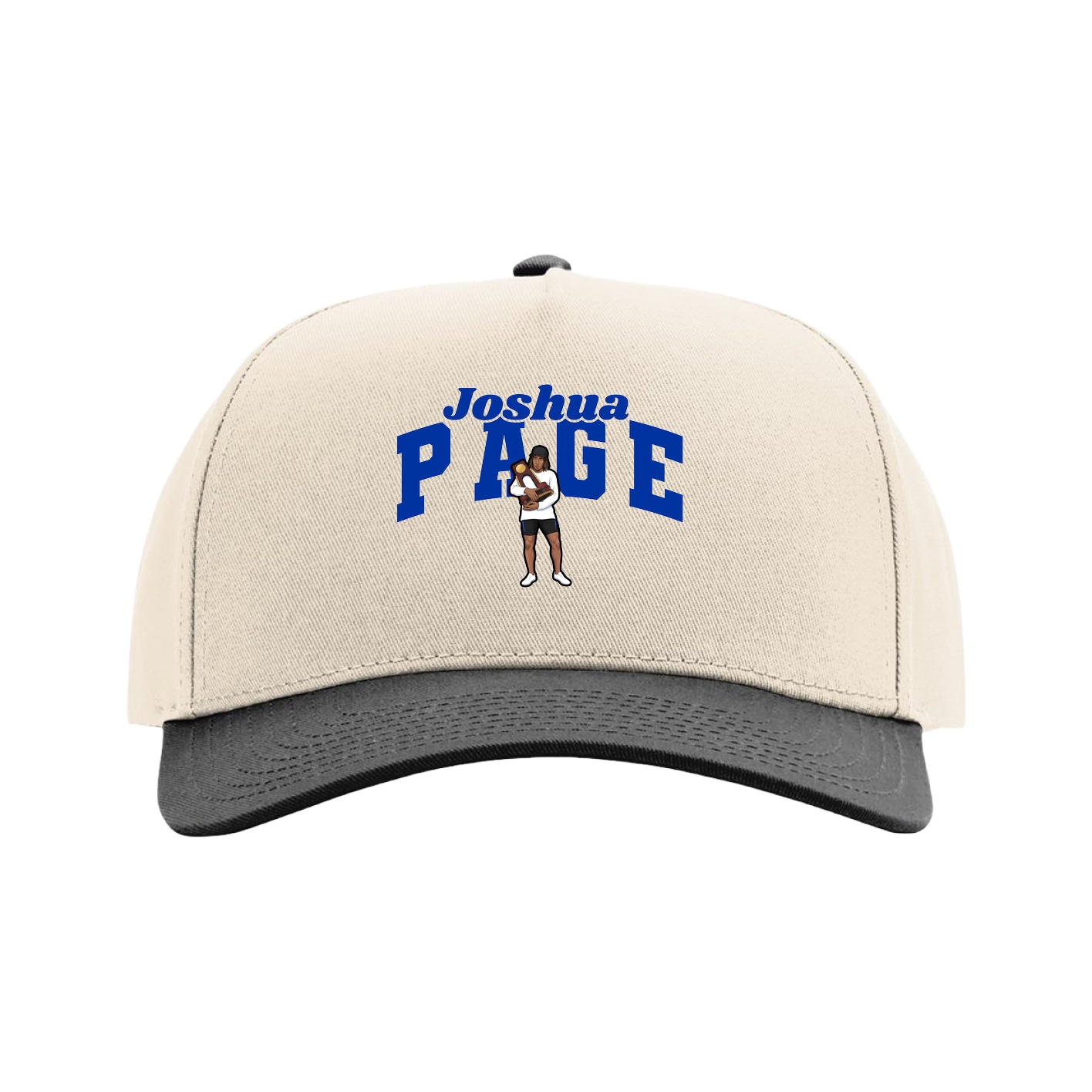 Full Fabric Five-Panel Champ Cap — Signature Arch in Cream/Black