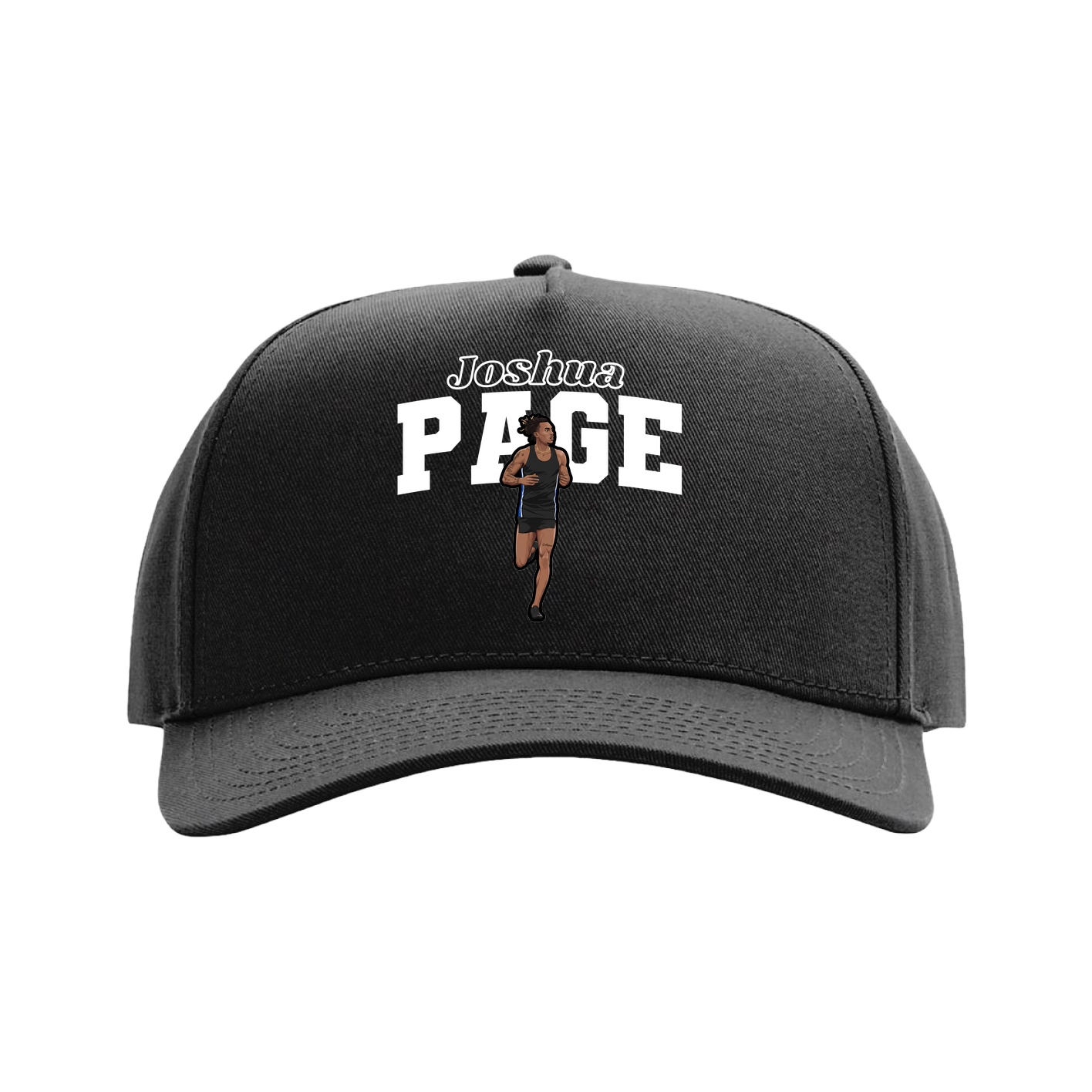 Full Fabric Five-Panel Champ Cap — Name Arch in Black