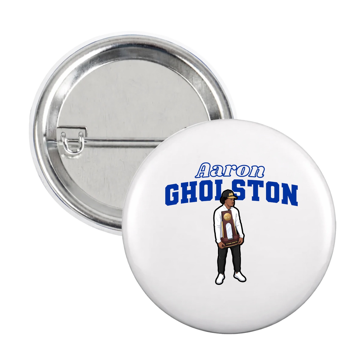 Game Day Button — Name Arch in White