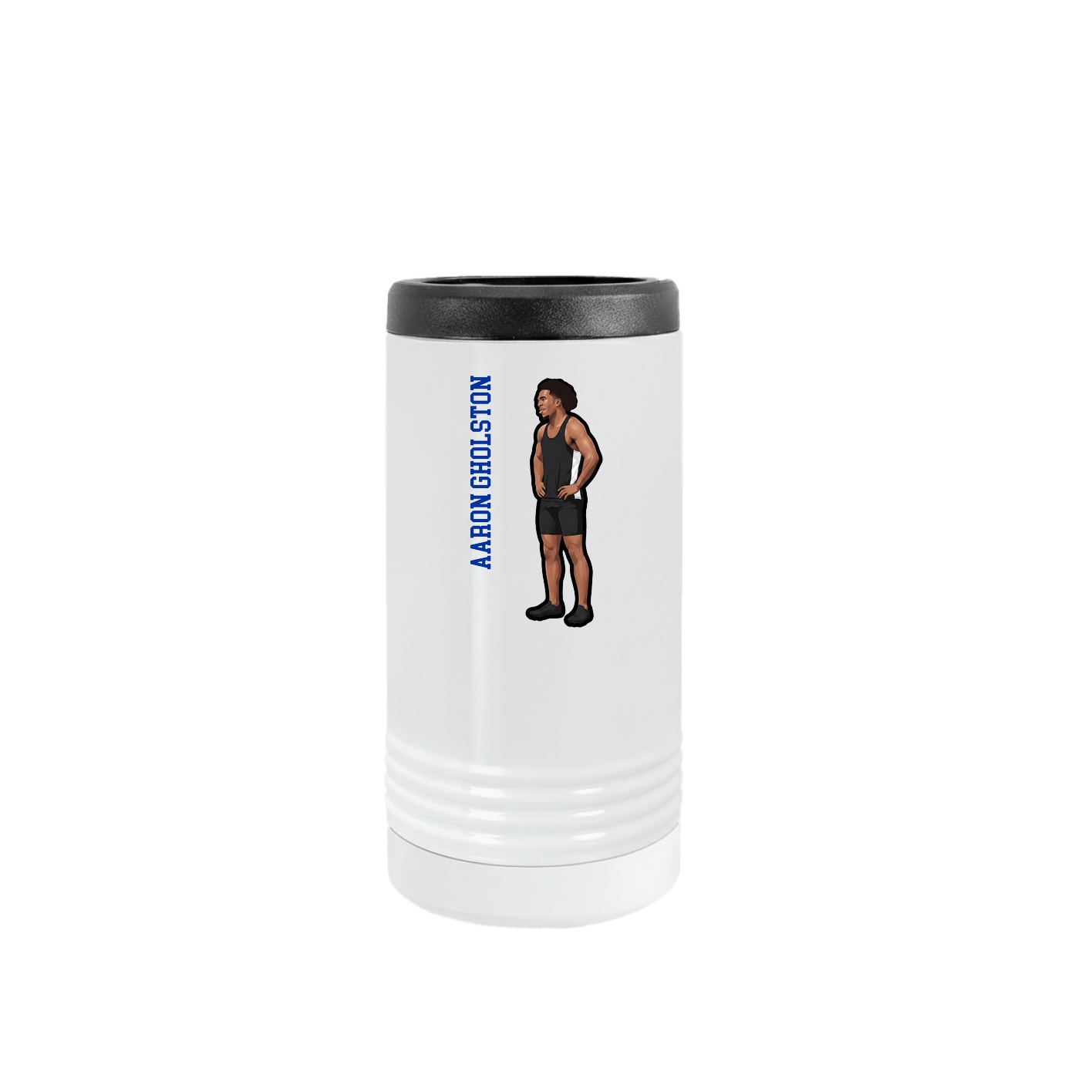 Slim Beverage Holder — Name Vertical in White
