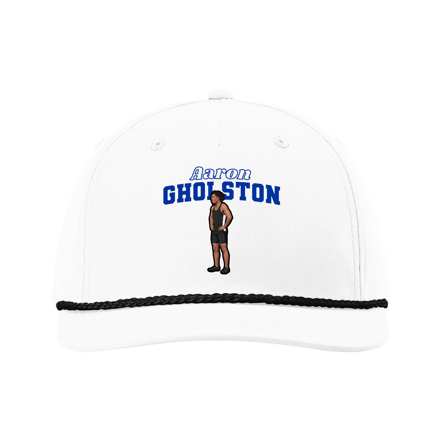 Five-Panel Classic Rope Cap — Name Arch in White