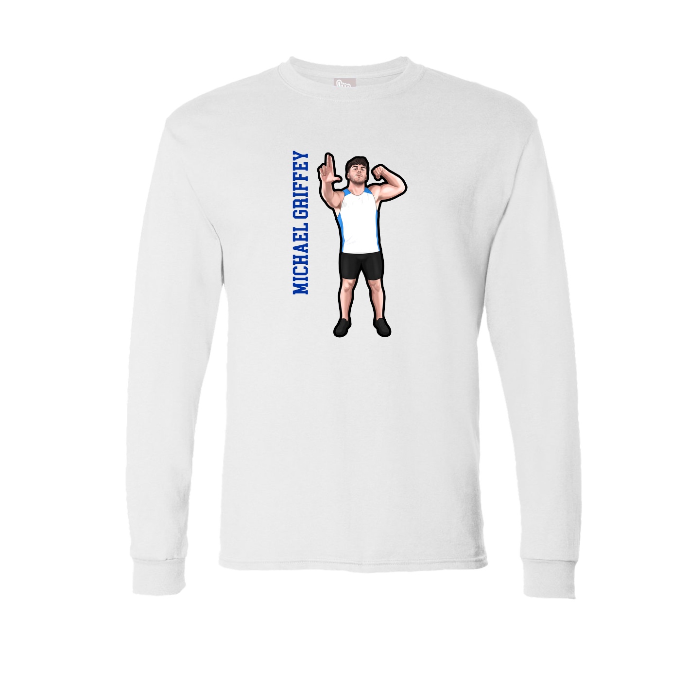 Long Sleeve Tee — Name Vertical in White
