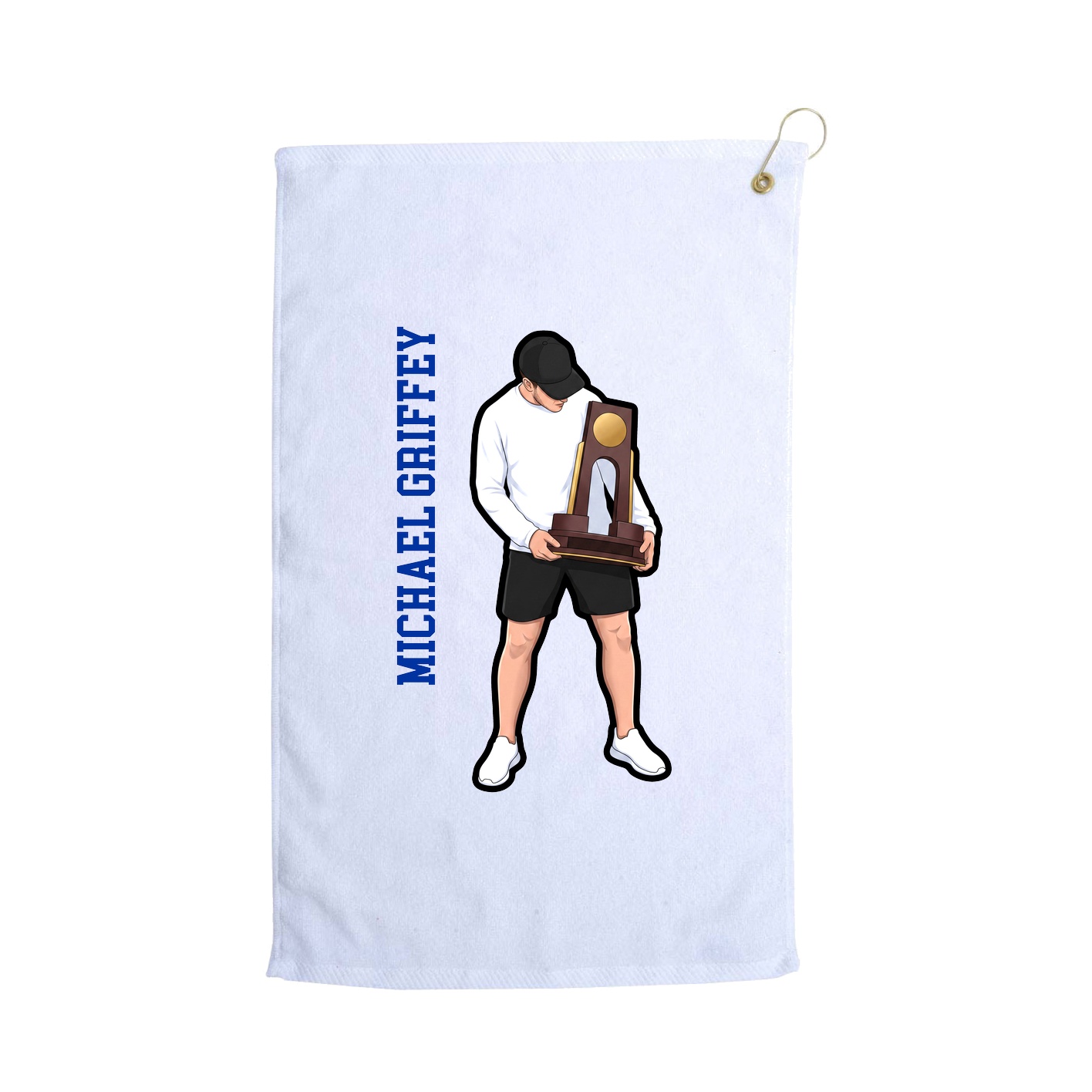 Golf Towel — Name Vertical in White