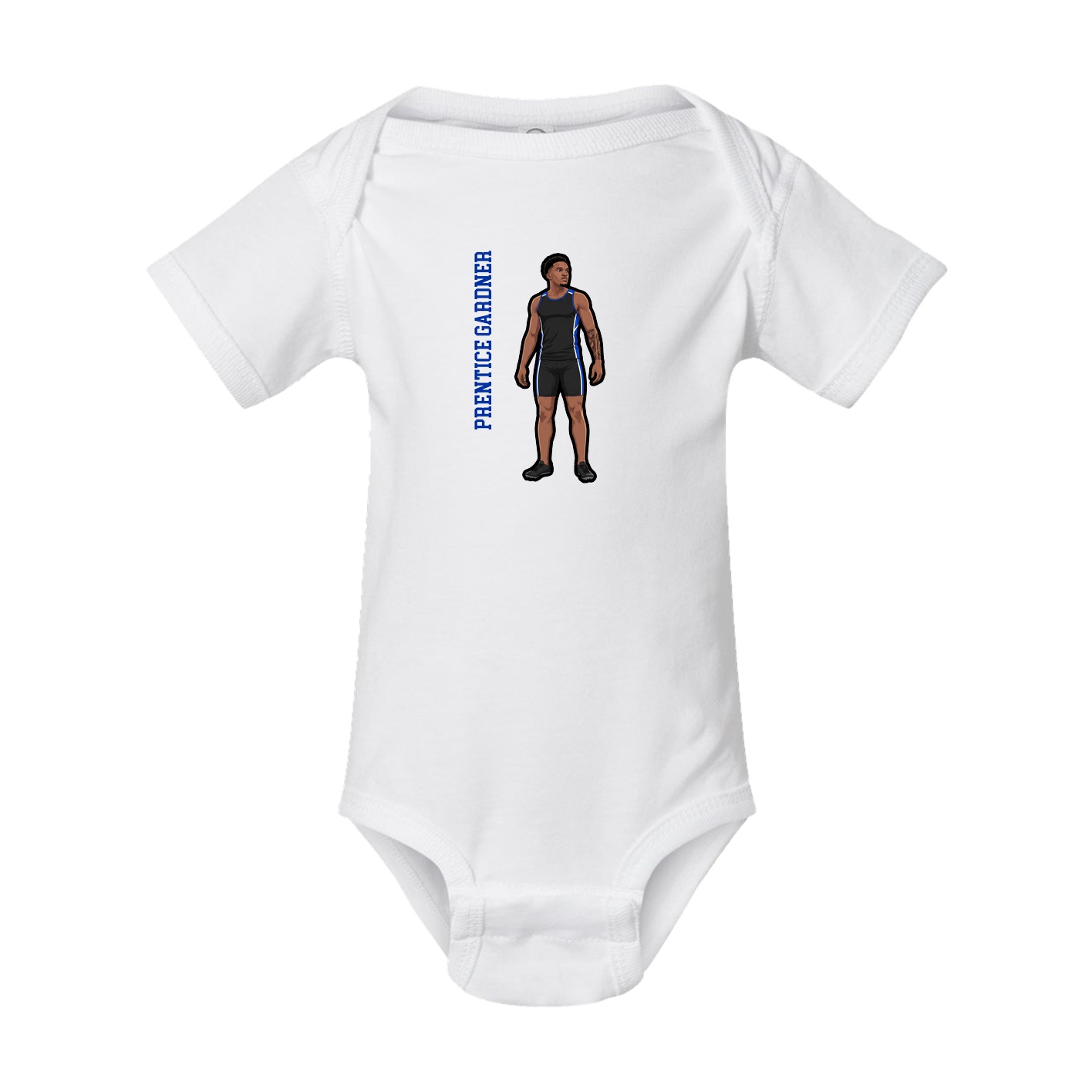 Baby Onesie — Name Vertical in White