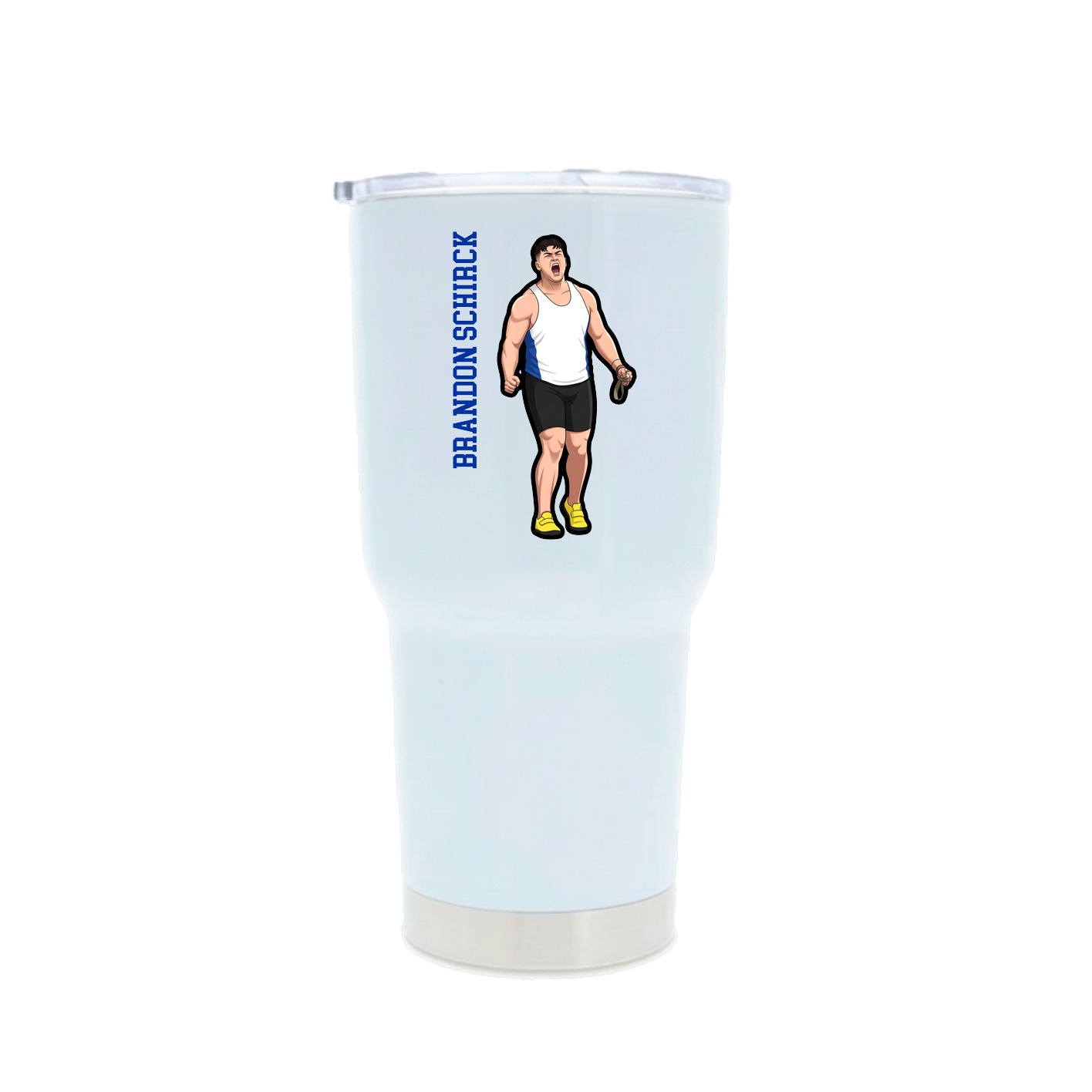 30oz Stainless Steel Tumbler — Name Vertical in White