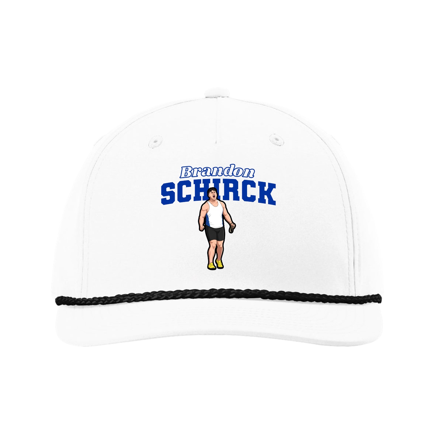 Five-Panel Classic Rope Cap — Name Arch in White