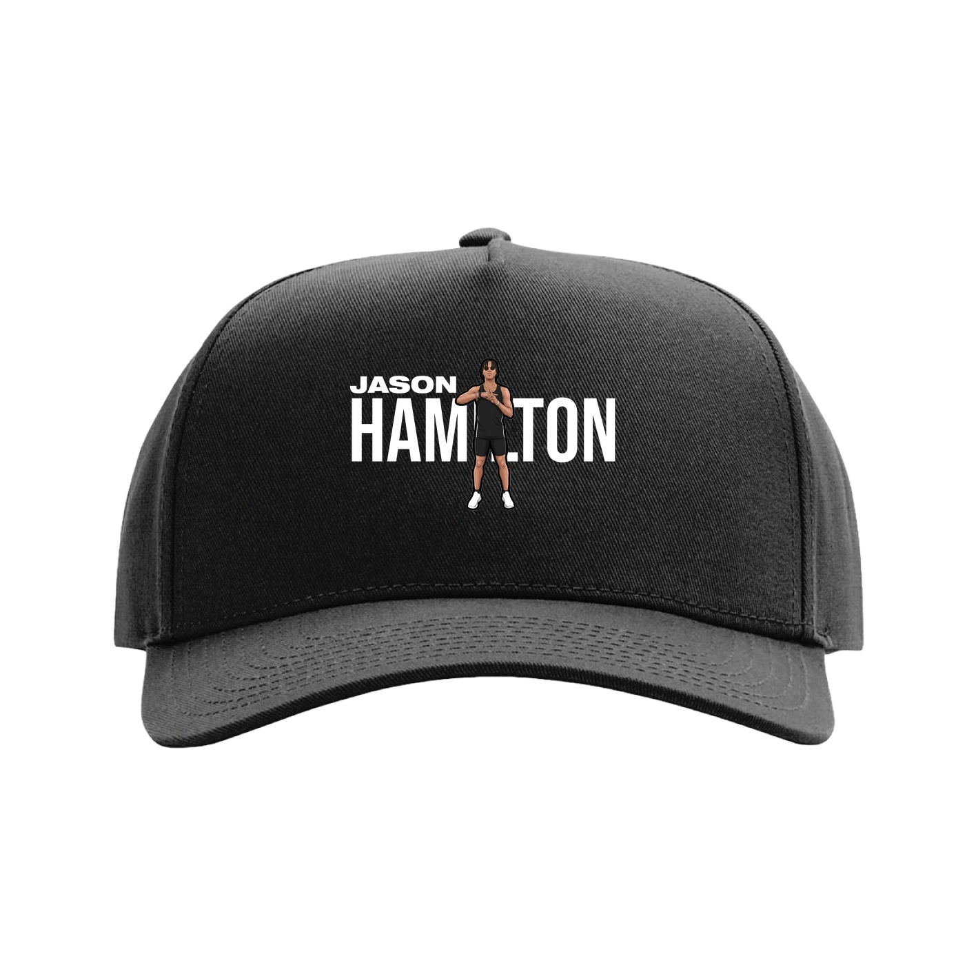 Full Fabric Five-Panel Champ Cap — Player Name in Black