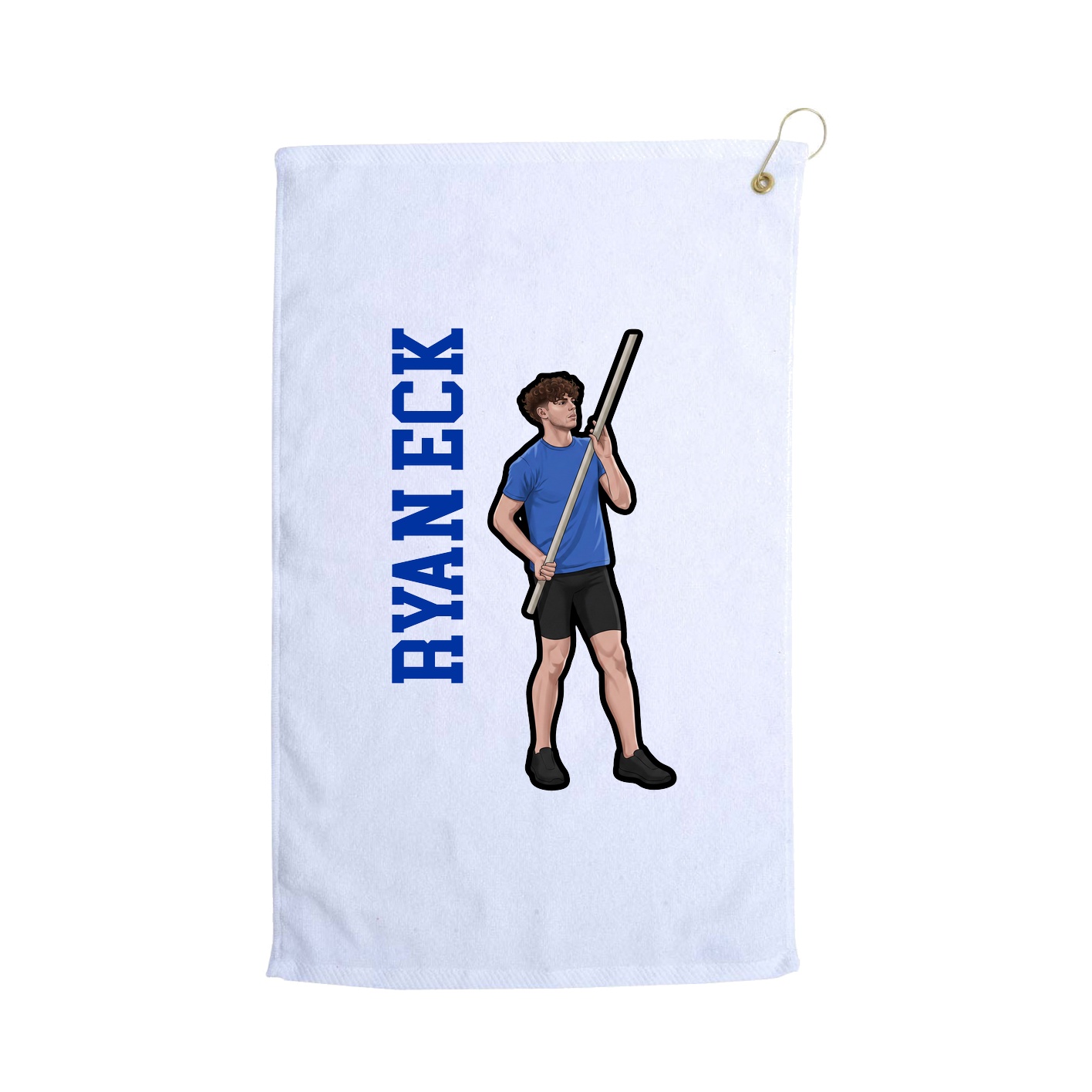 Golf Towel — Name Vertical in White