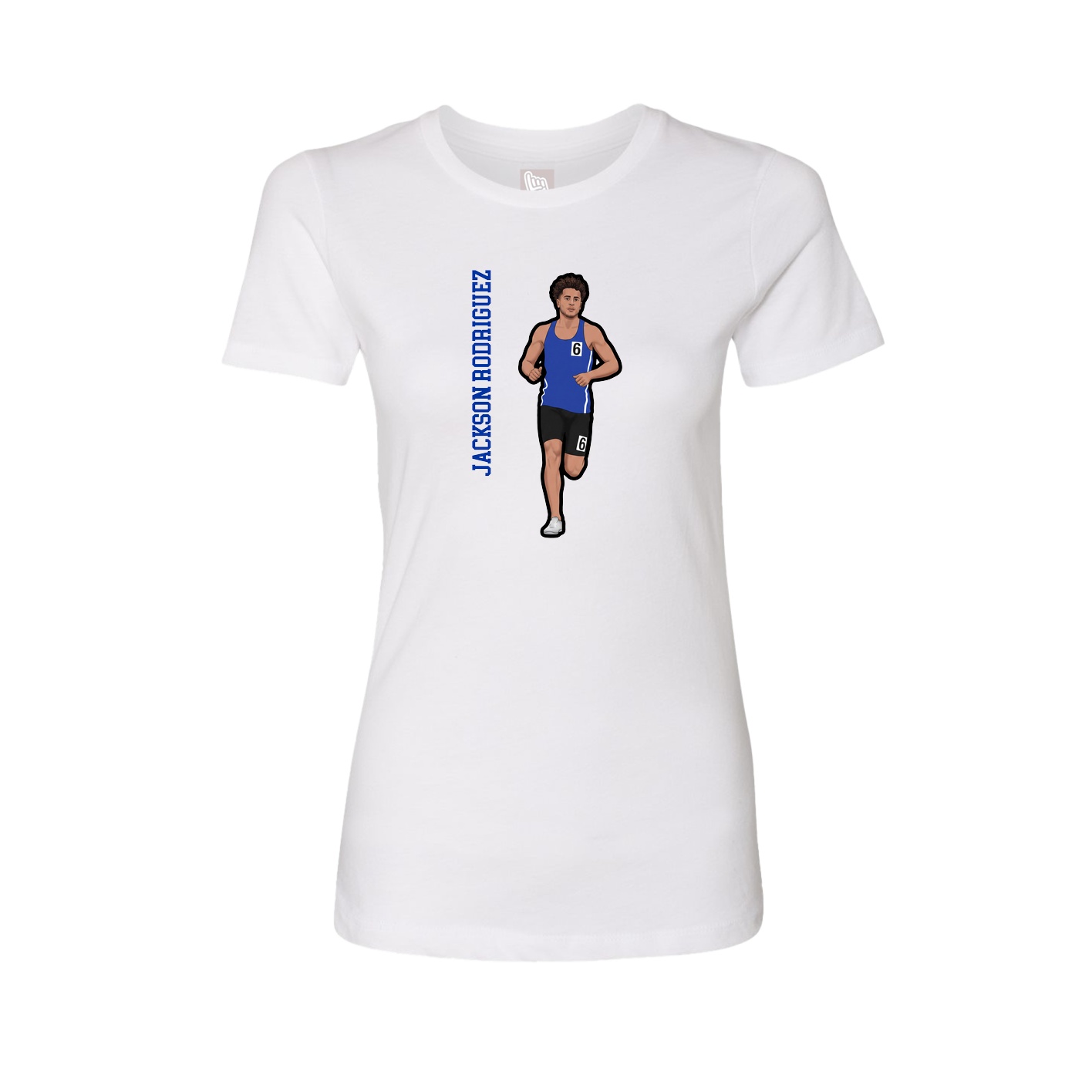 Fitted Women's Tee — Name Vertical in White
