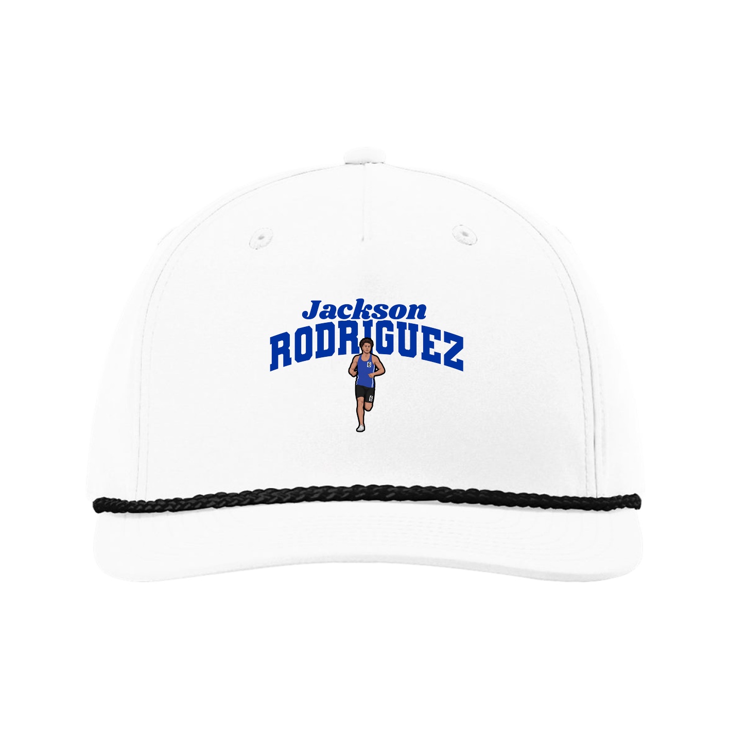 Five-Panel Classic Rope Cap — Signature Arch in White