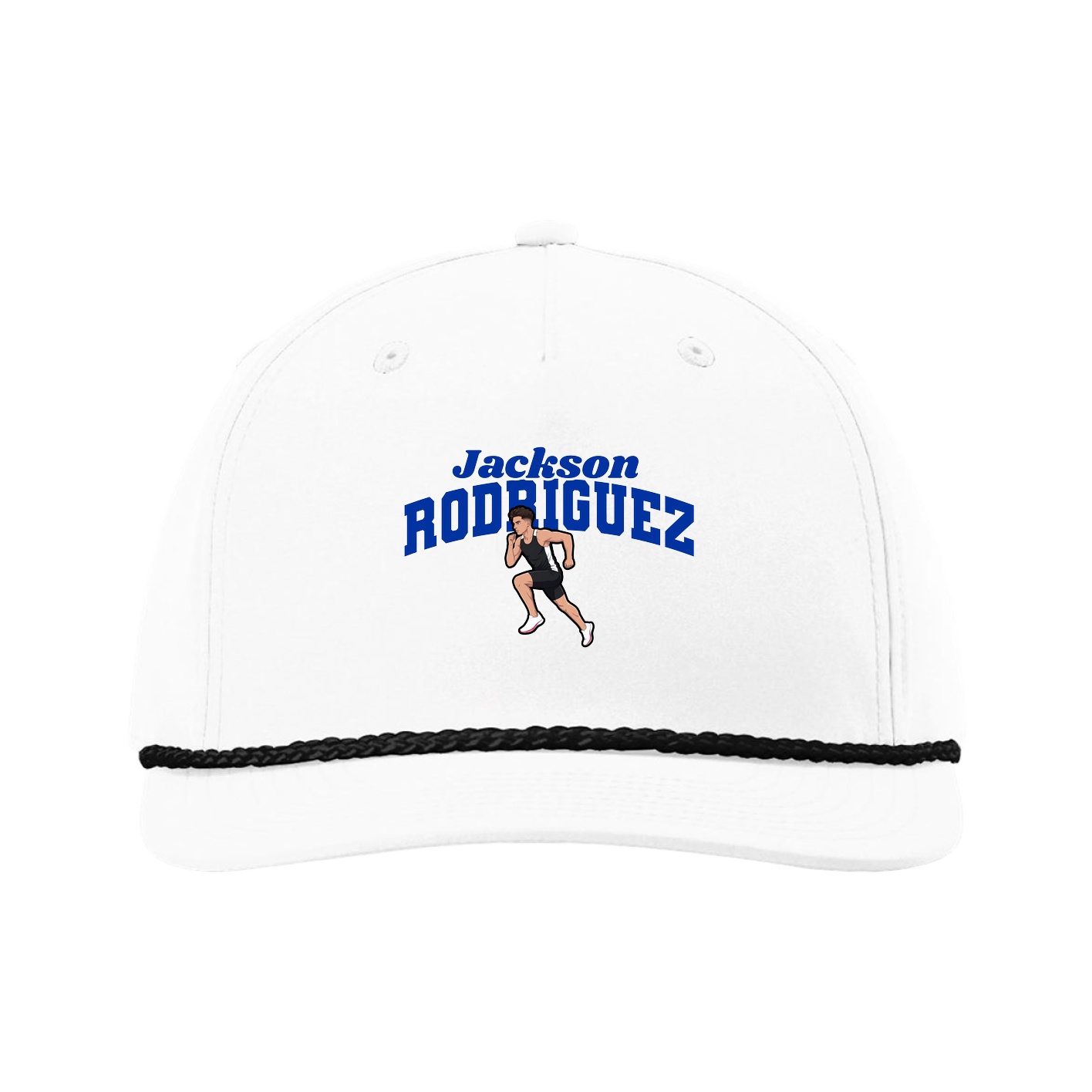 Five-Panel Classic Rope Cap — Signature Arch in White