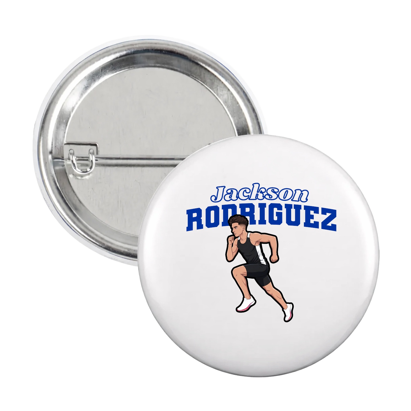 Game Day Button — Name Arch in White