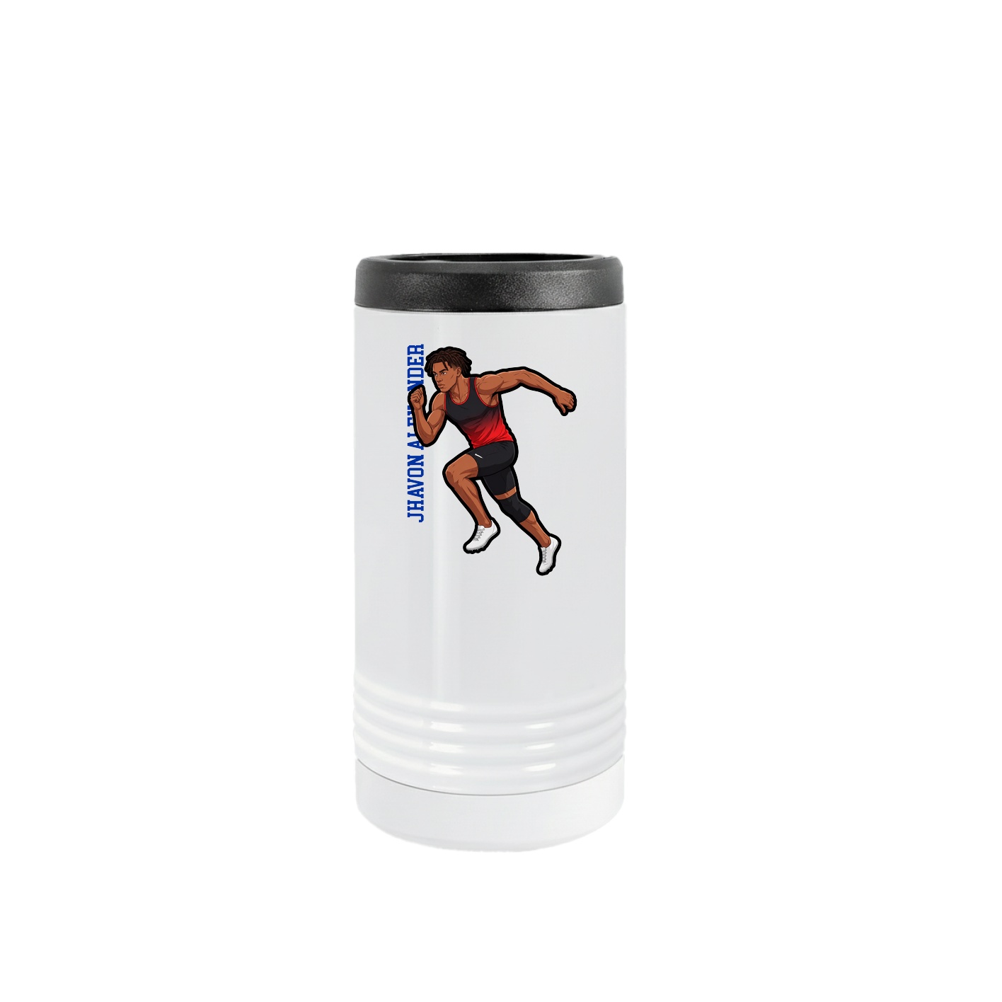 Slim Beverage Holder — Name Vertical in White