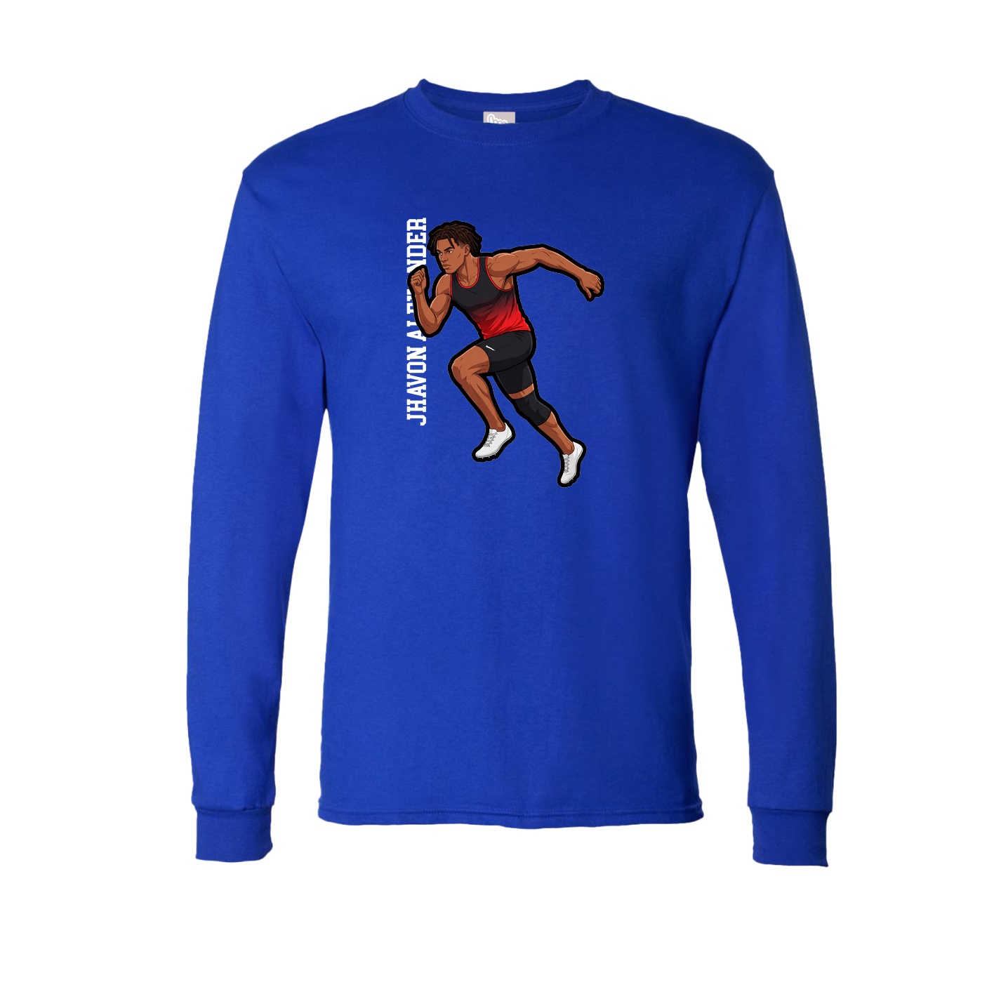 Long Sleeve Tee — Name Vertical in Royal