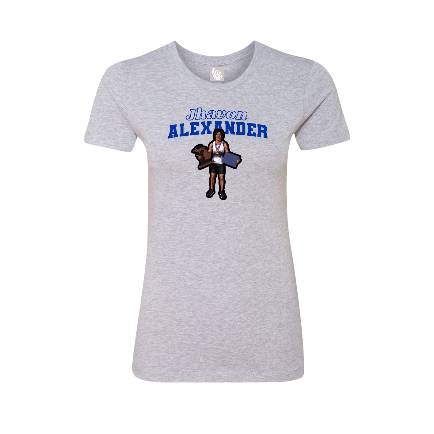 Fitted Women's Tee — Name Arch in Grey