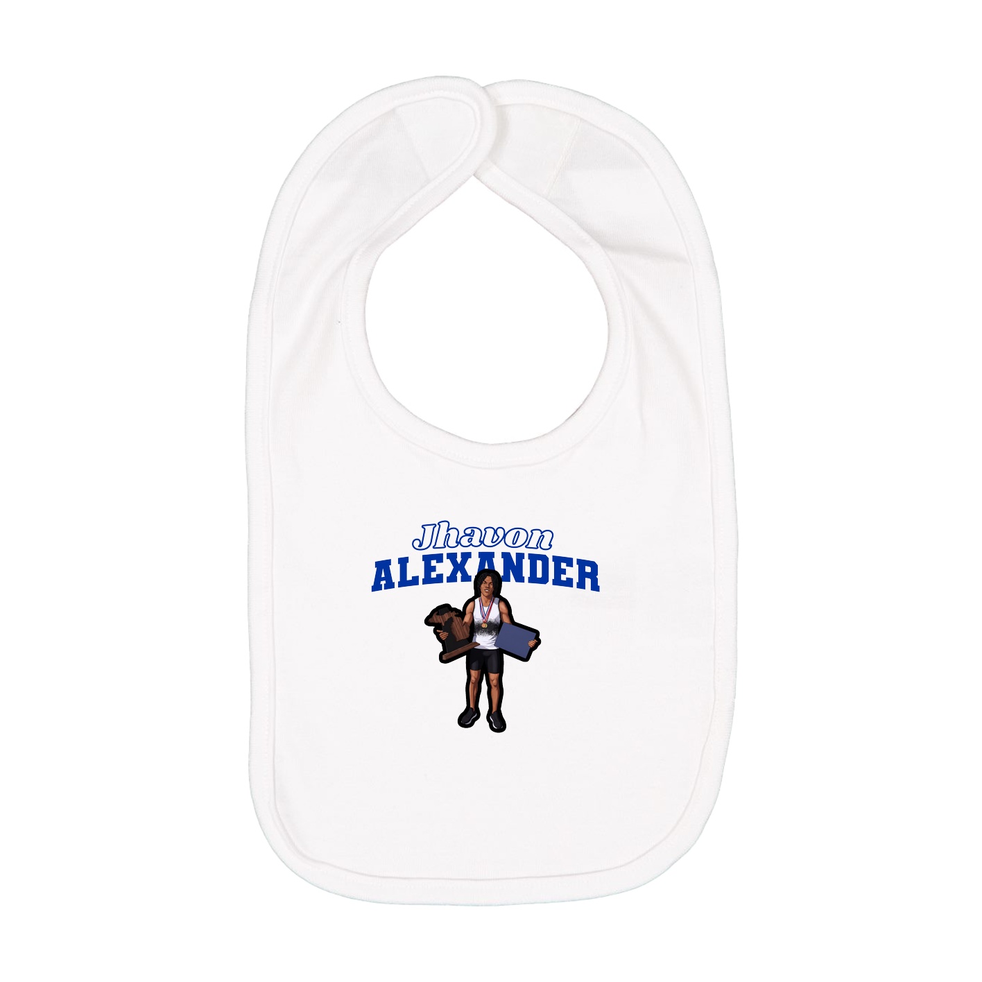 Infant Bib — Name Arch in White