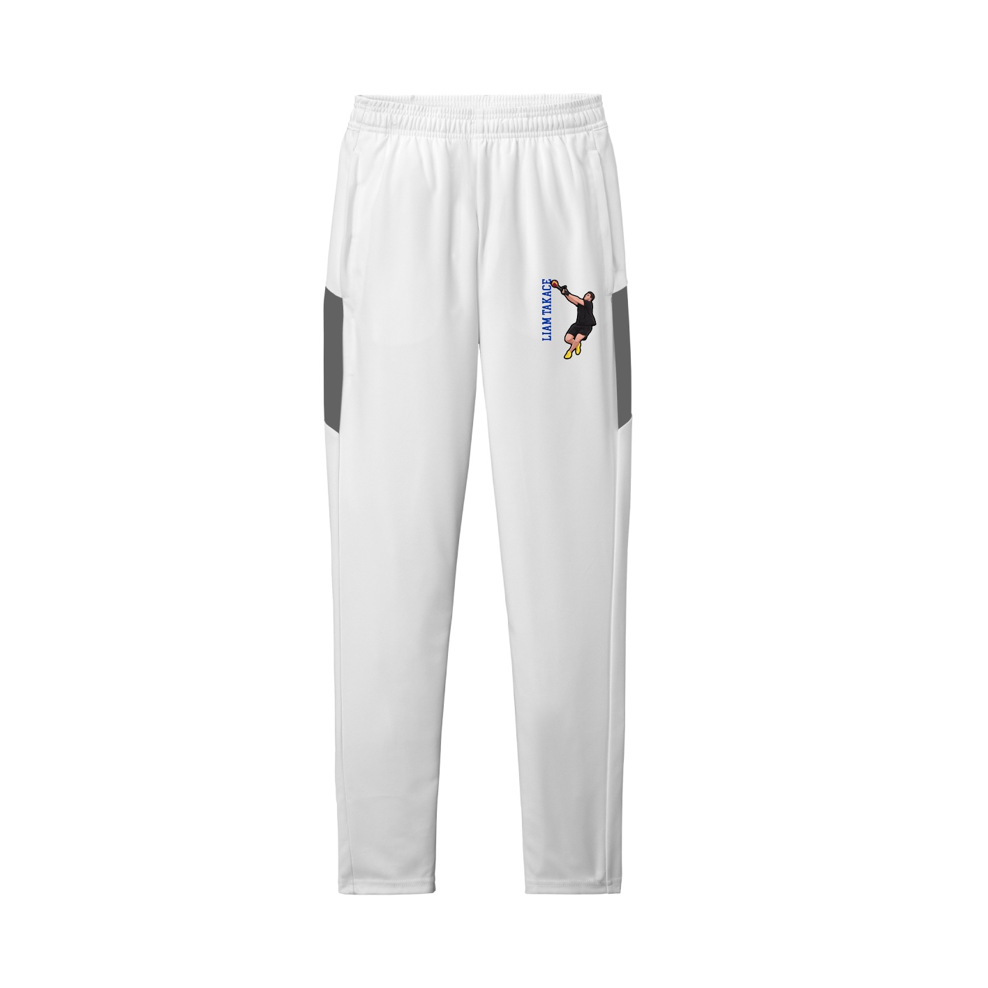 Team Travel Pant — Name Vertical in White/Grey