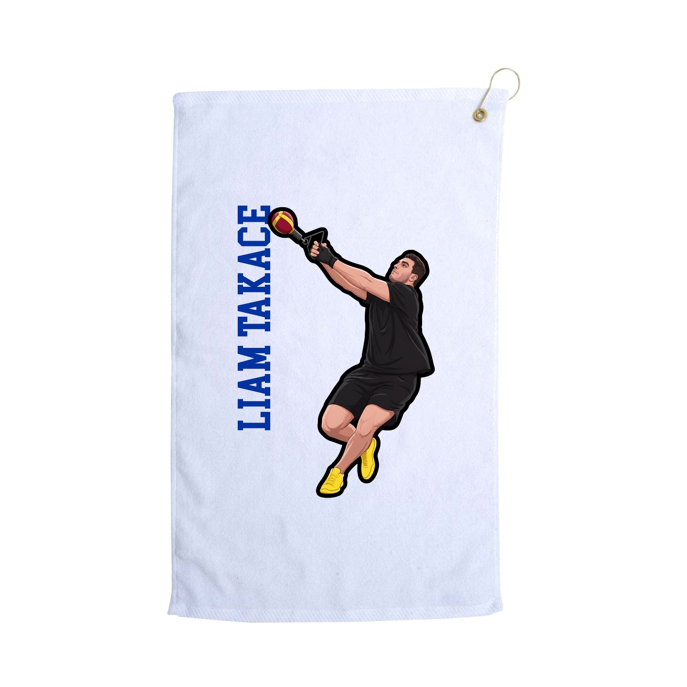 Golf Towel — Name Vertical in White