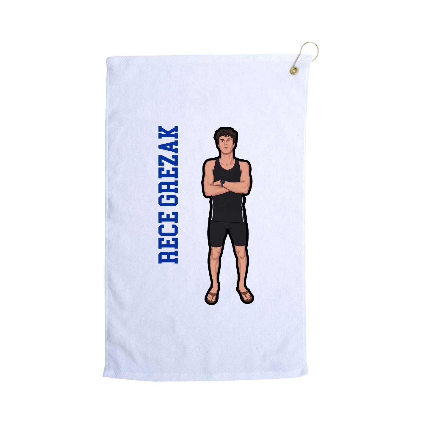 Golf Towel — Name Vertical in White