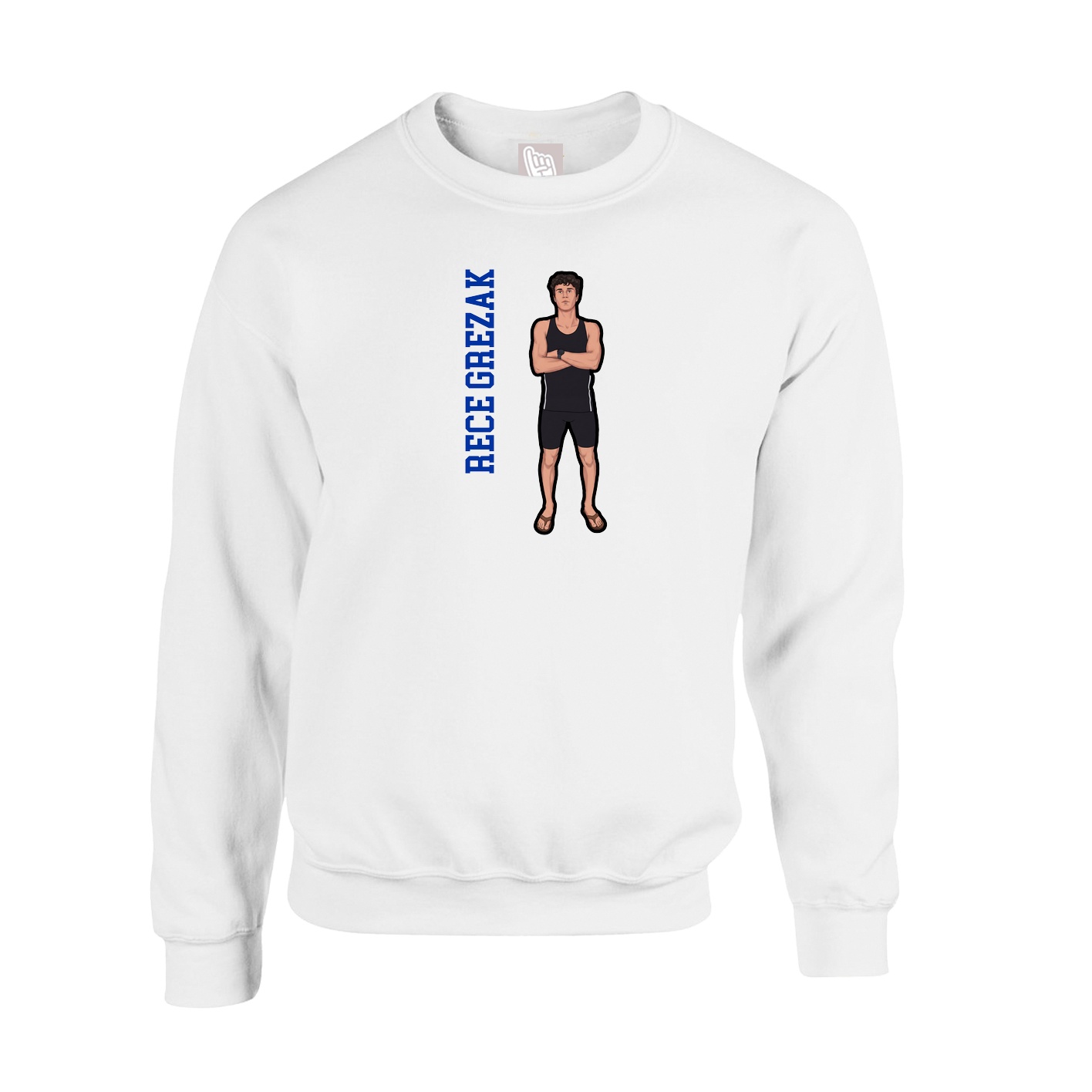 Fleece Crew — Name Vertical in White