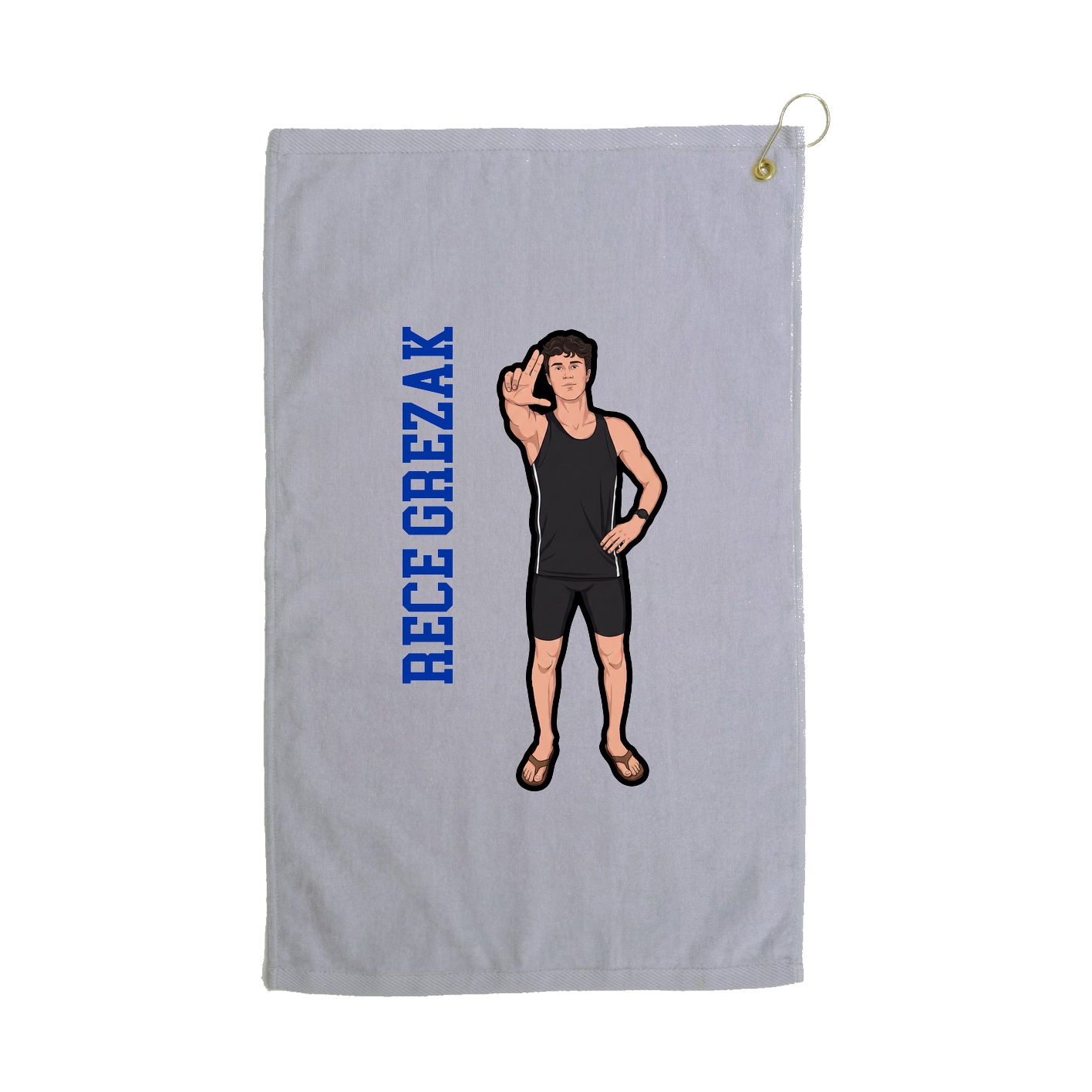 Golf Towel — Name Vertical in Grey