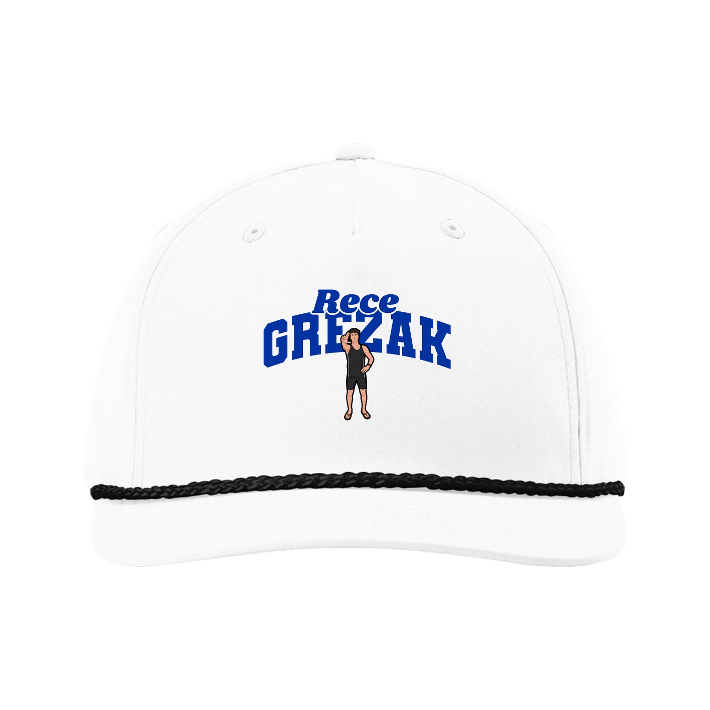 Five-Panel Classic Rope Cap — Signature Arch in White
