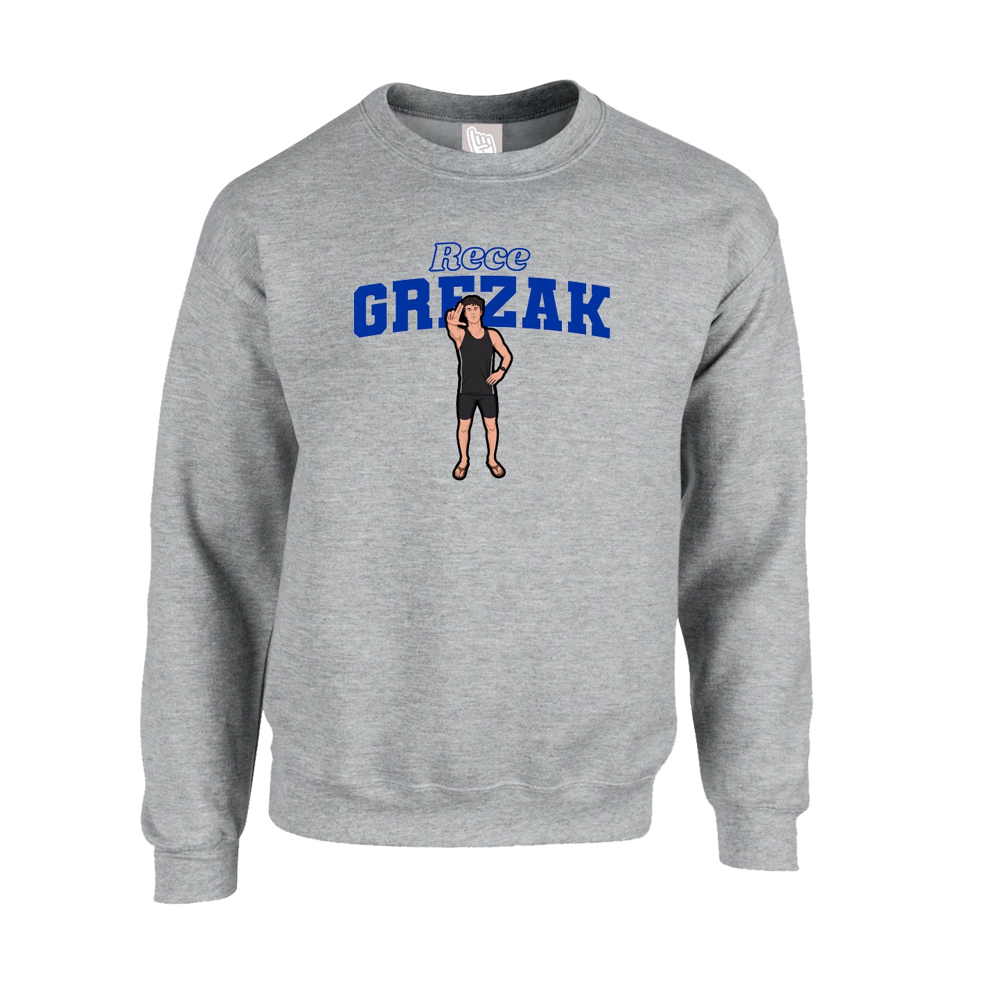 Fleece Crew — Name Arch in Grey