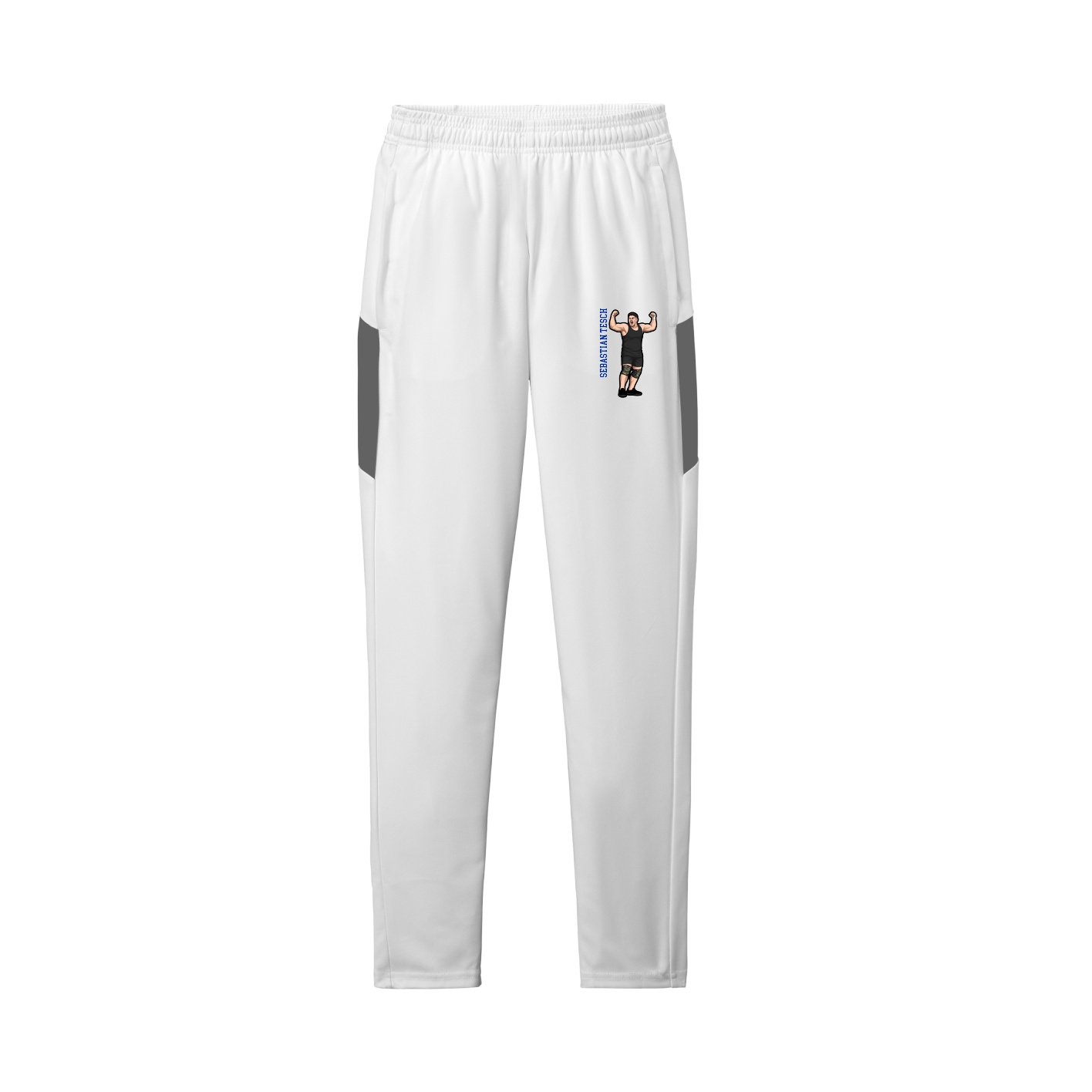 Team Travel Pant — Name Vertical in White/Grey