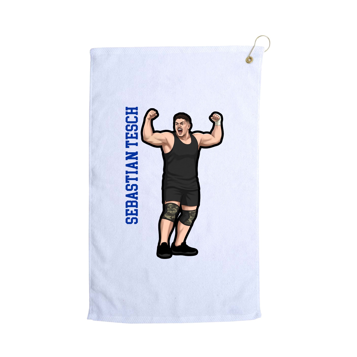 Golf Towel — Name Vertical in White
