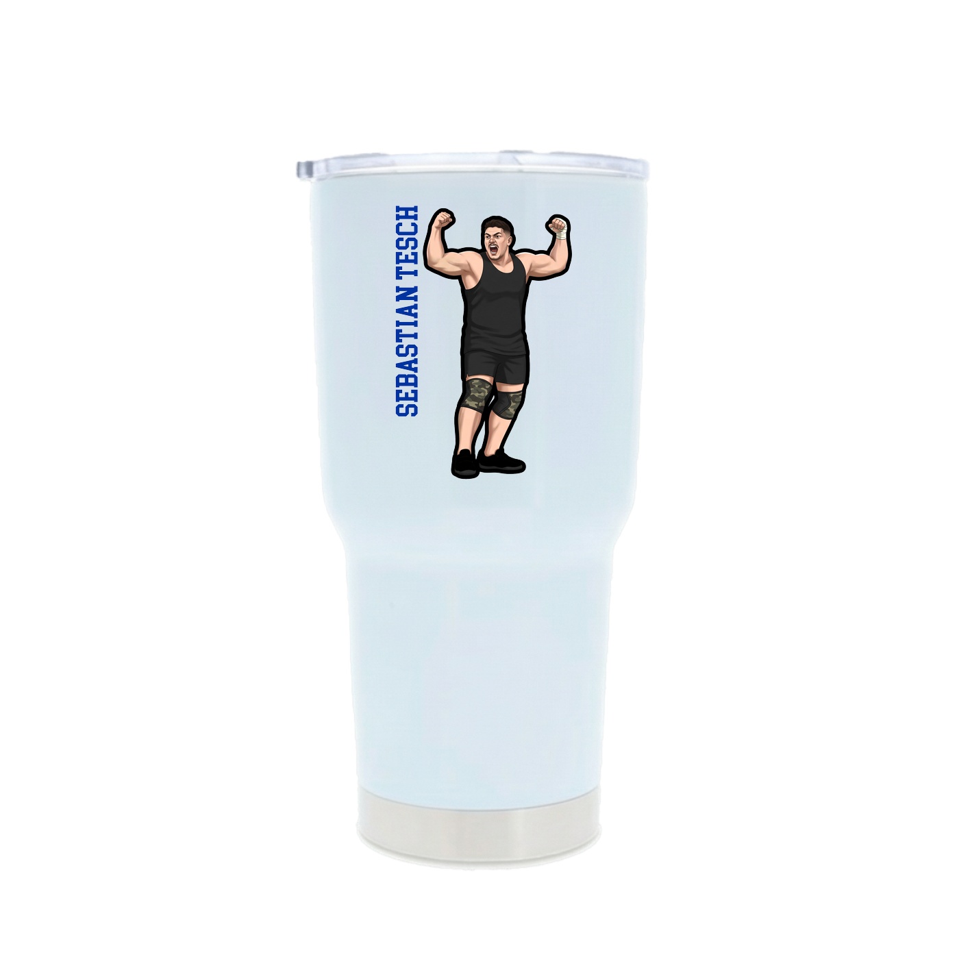 30oz Stainless Steel Tumbler — Name Vertical in White