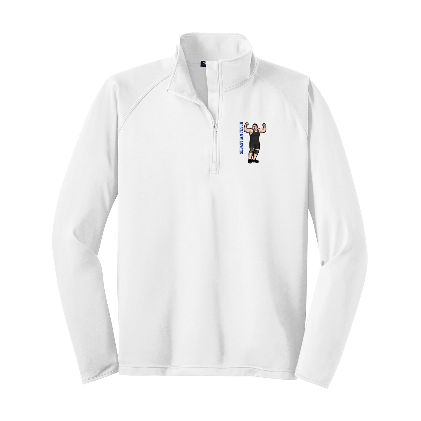 Q-Zip Pullover — Name Vertical in White