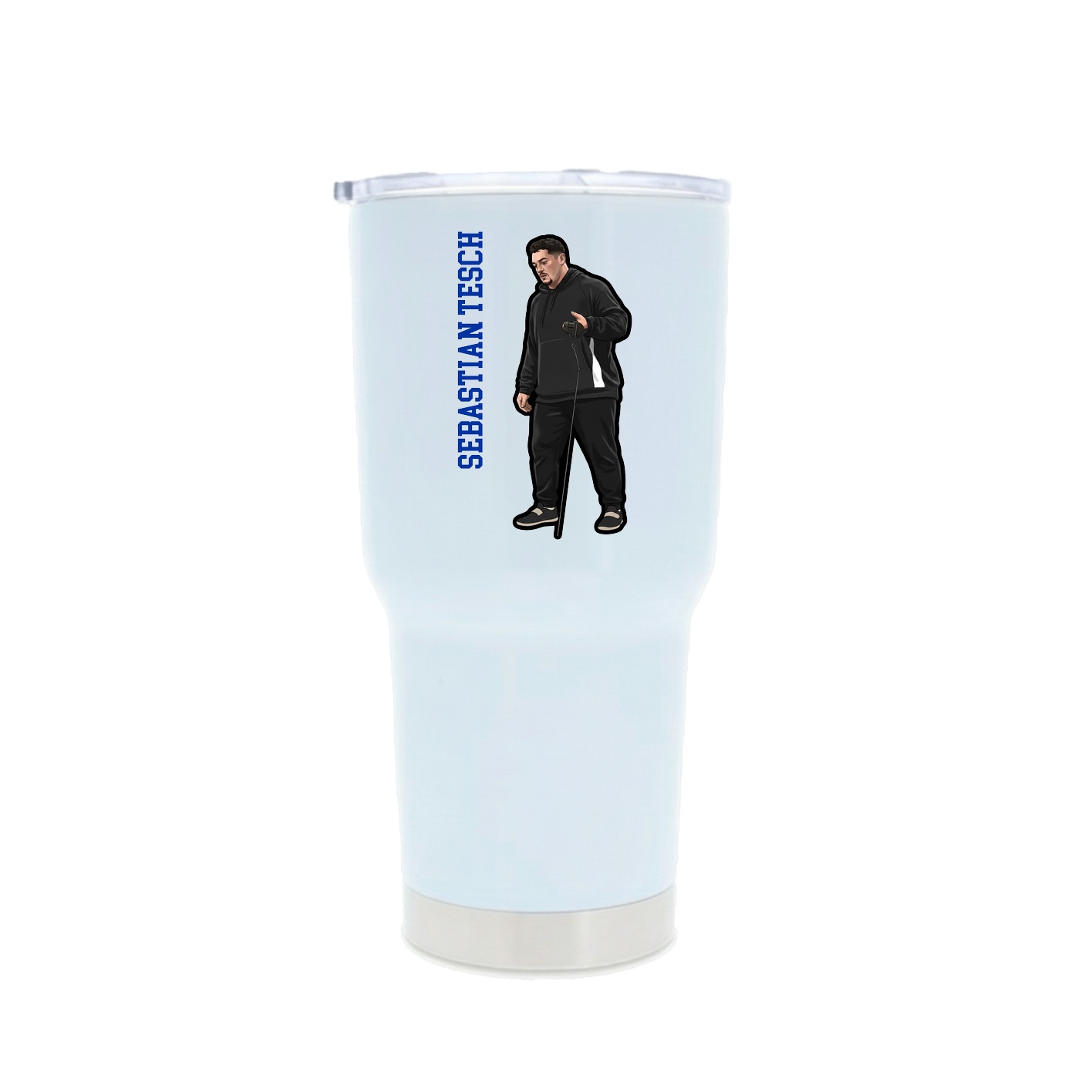 30oz Stainless Steel Tumbler — Name Vertical in White