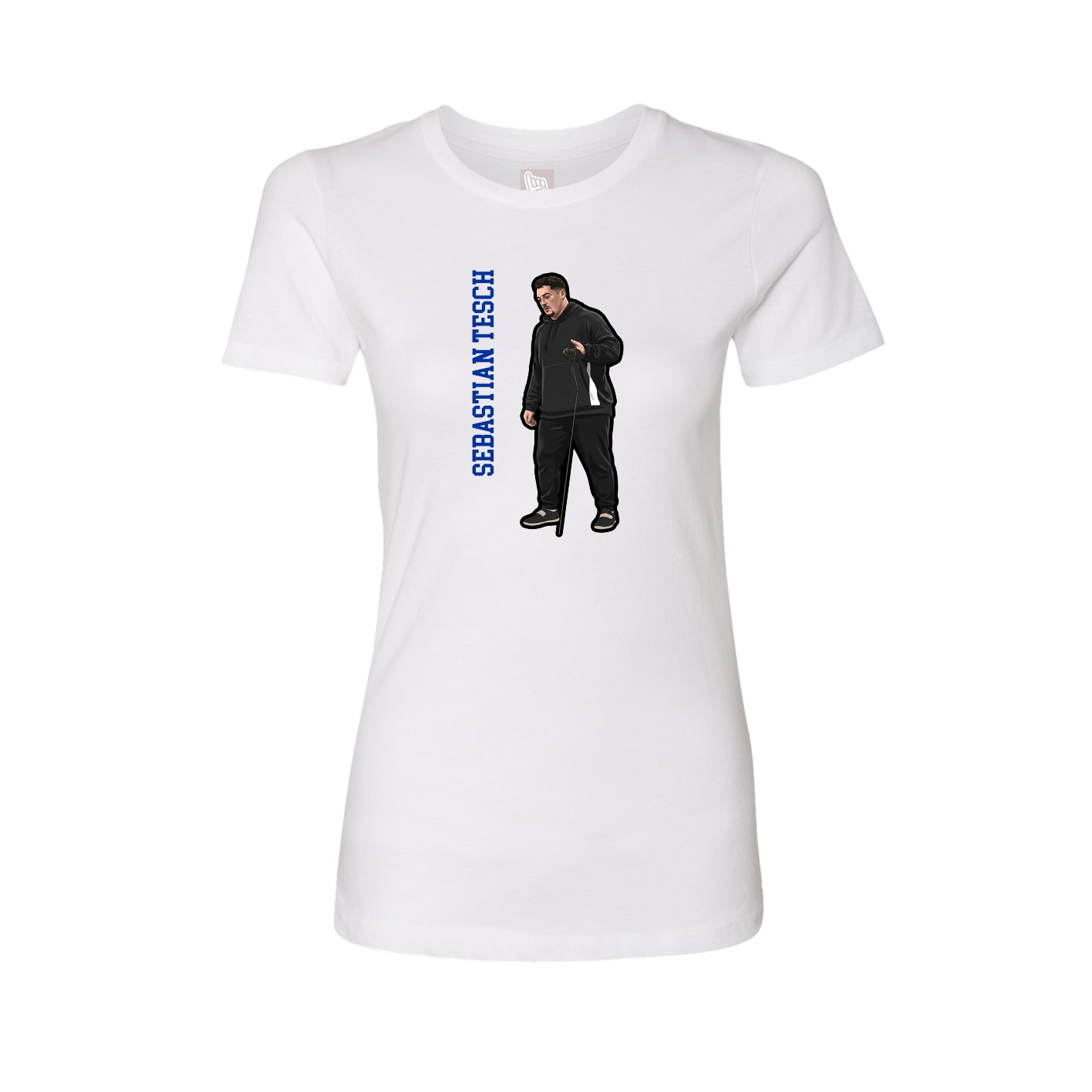 Womens Tee — Name Vertical in White