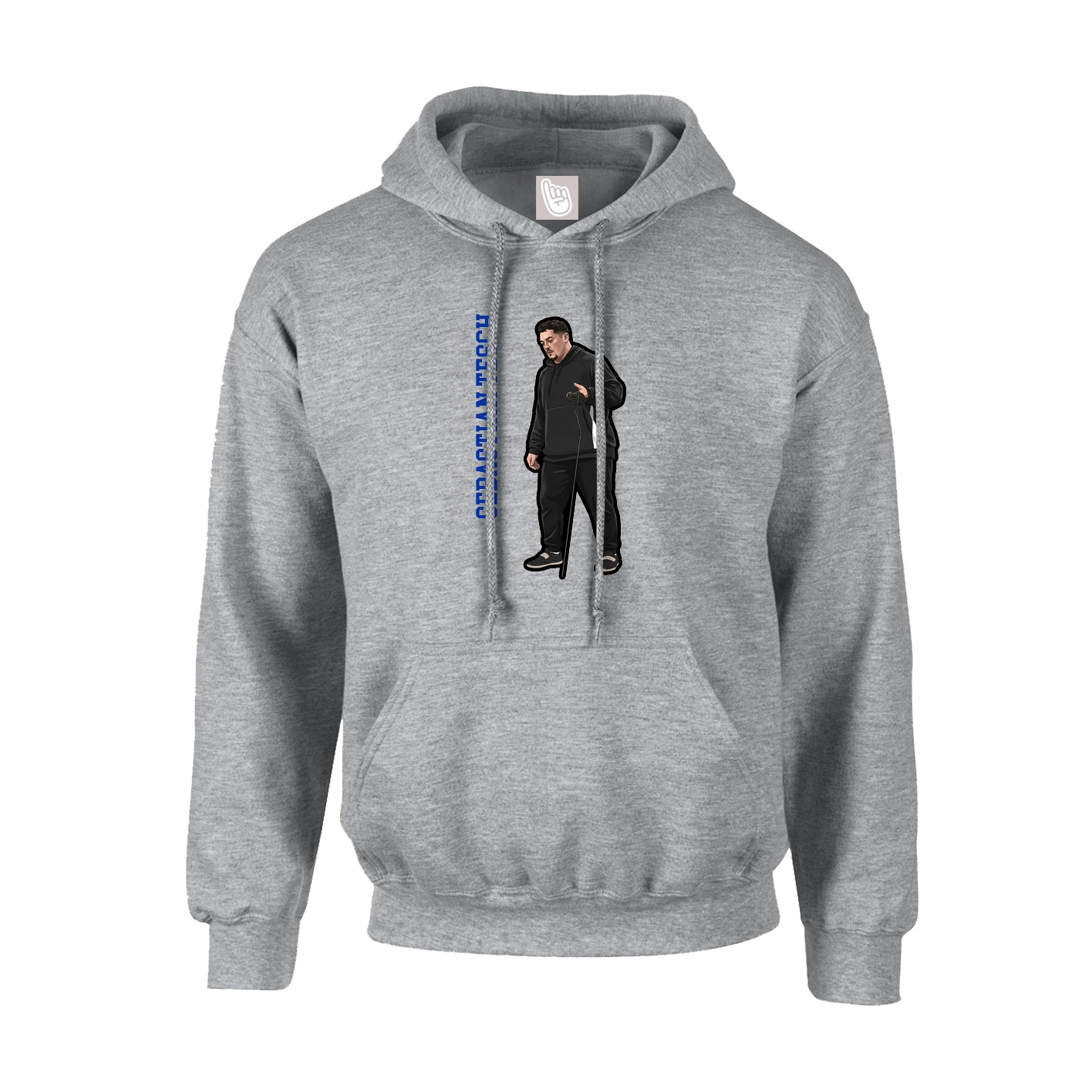 Hoodie — Name Vertical in Grey