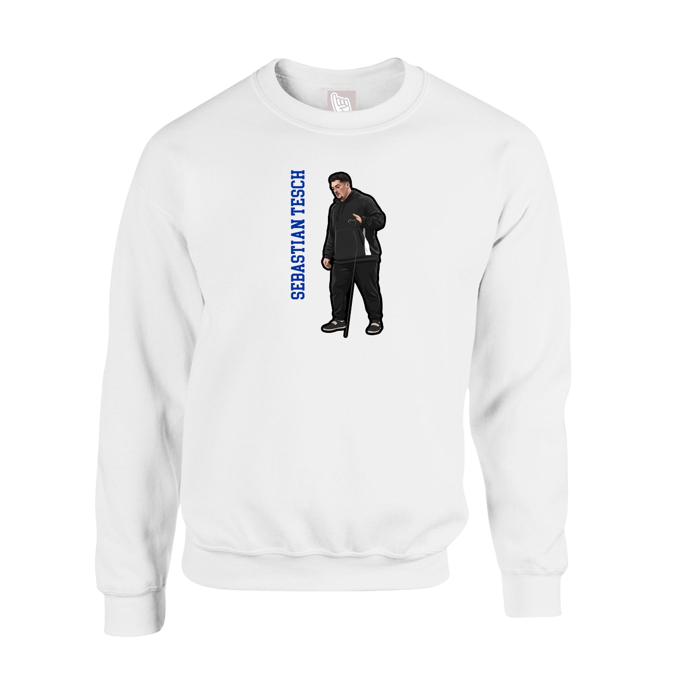 Fleece Crew — Name Vertical in White
