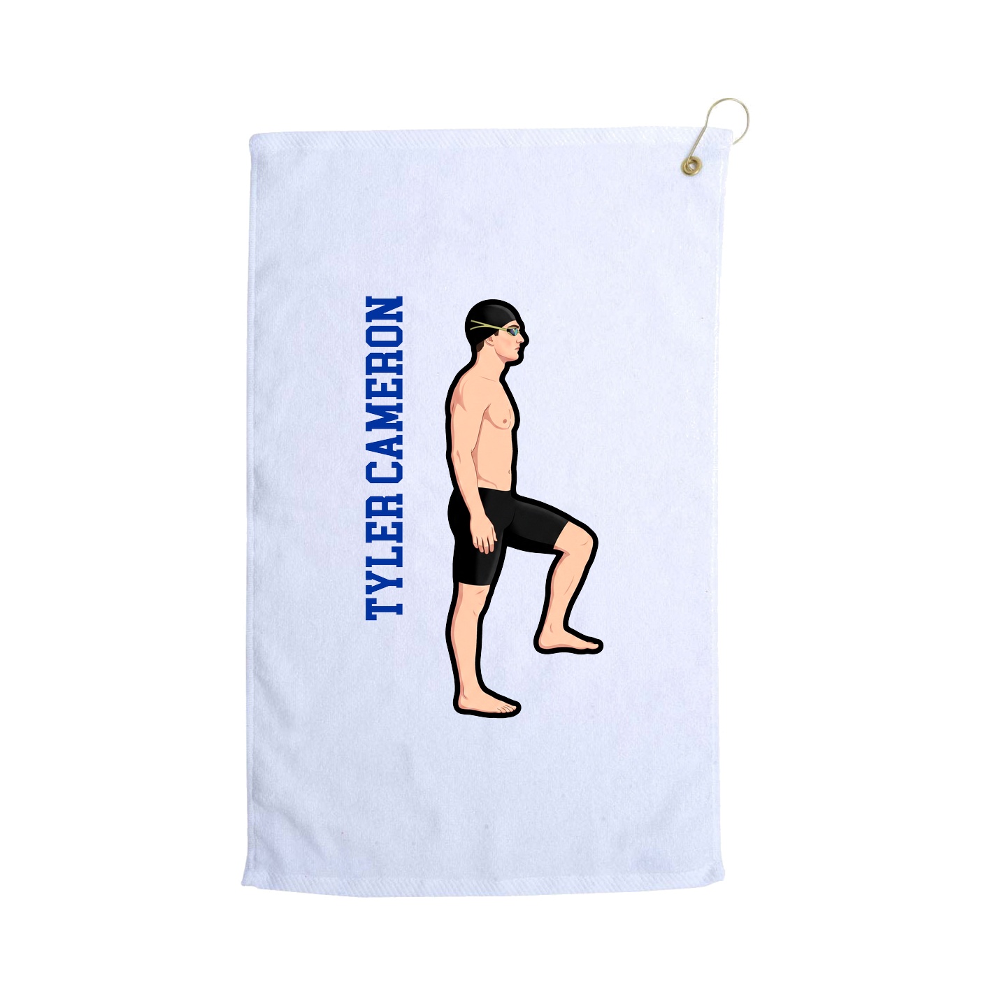Golf Towel — Name Vertical in White