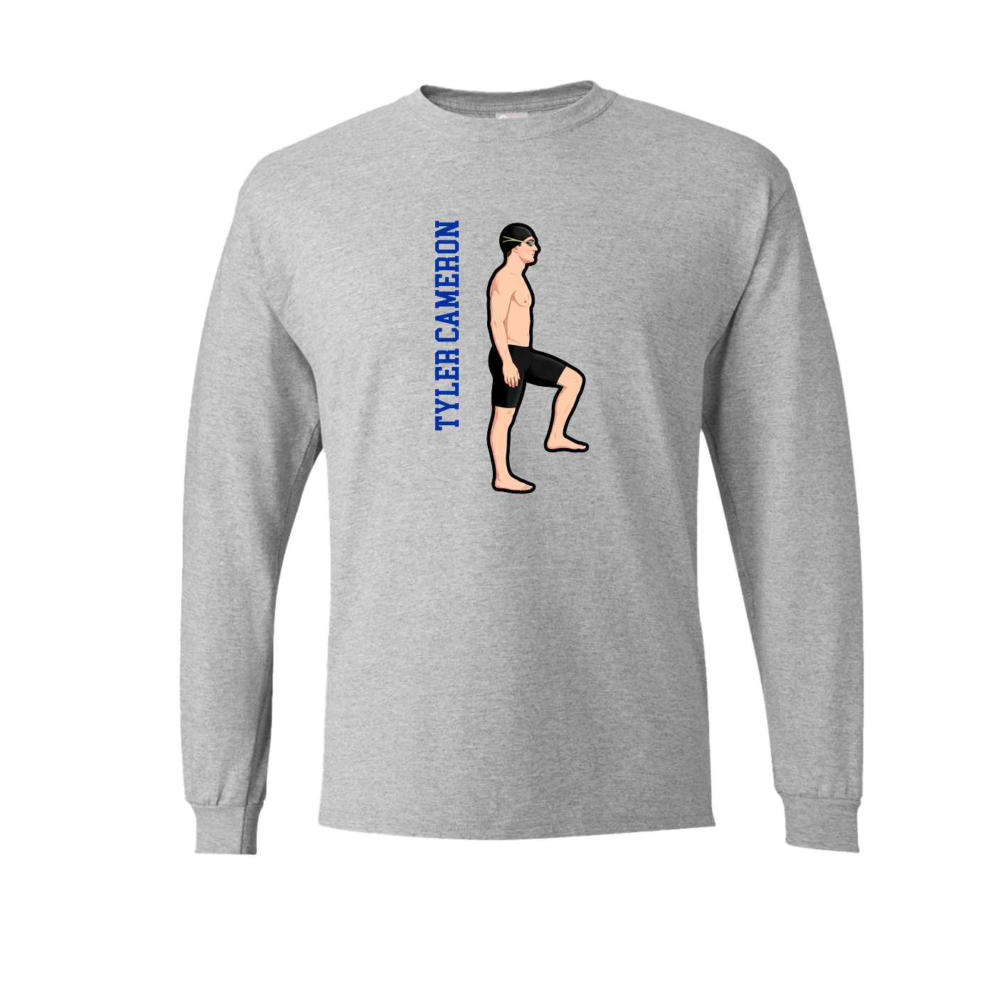 Long Sleeve Tee — Name Vertical in Grey