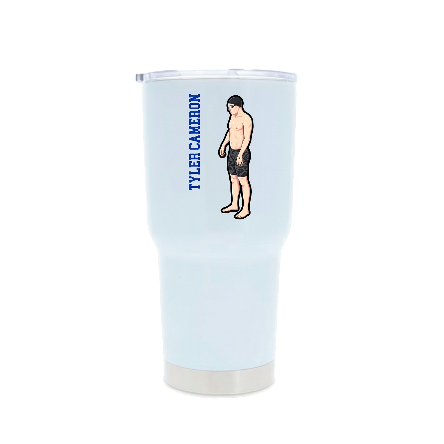 30oz Stainless Steel Tumbler — Name Vertical in White