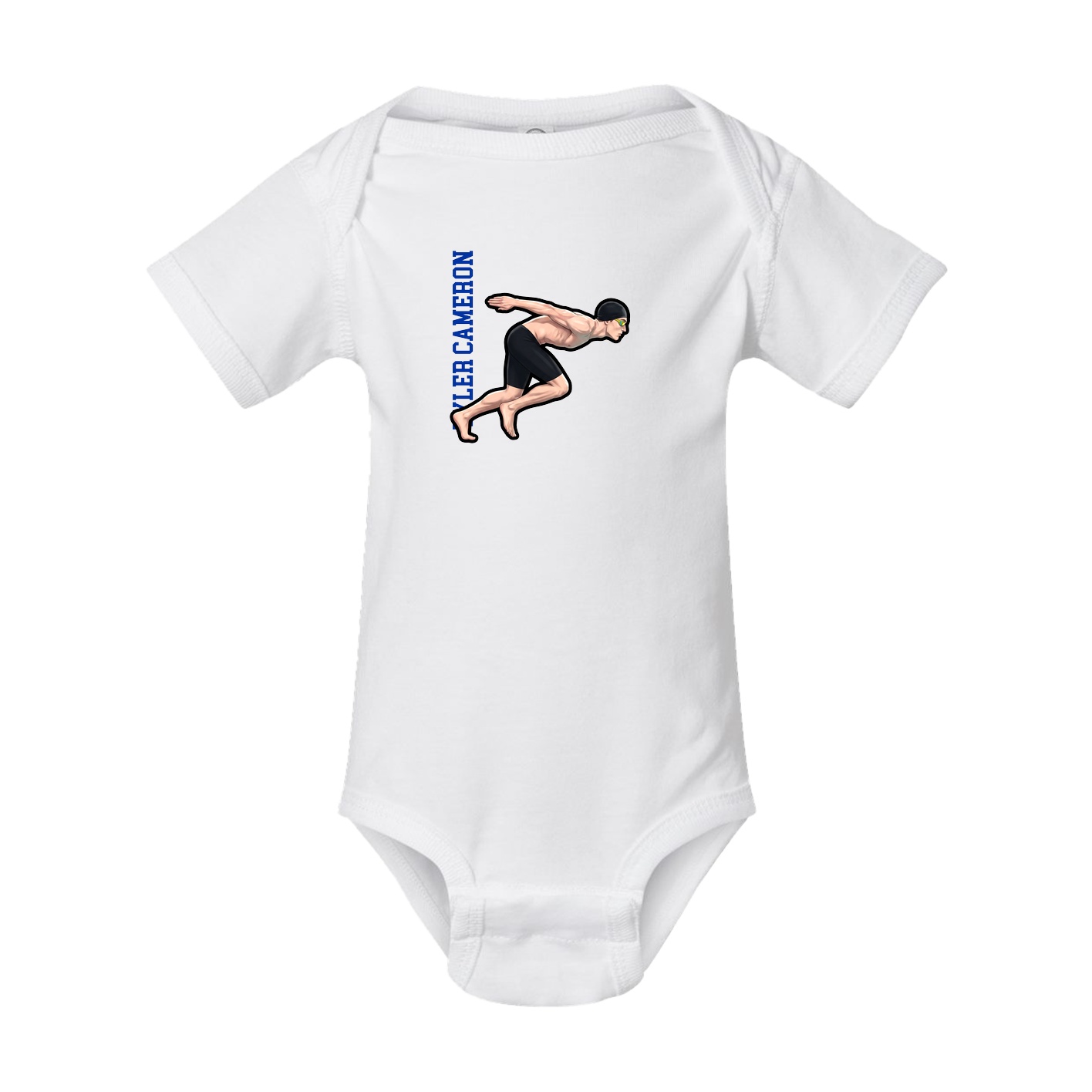 Baby Onesie — Name Vertical in White