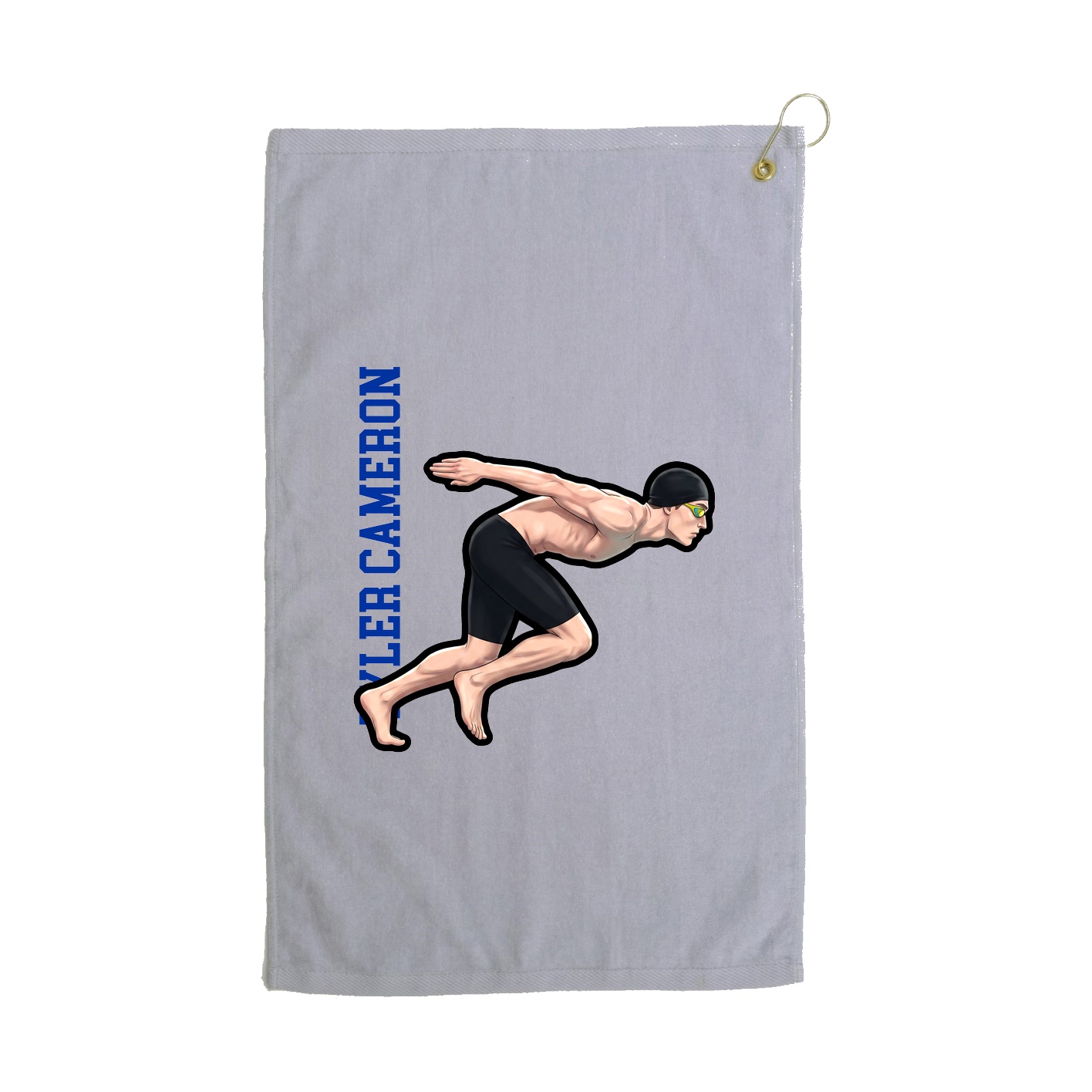 Golf Towel — Name Vertical in Grey