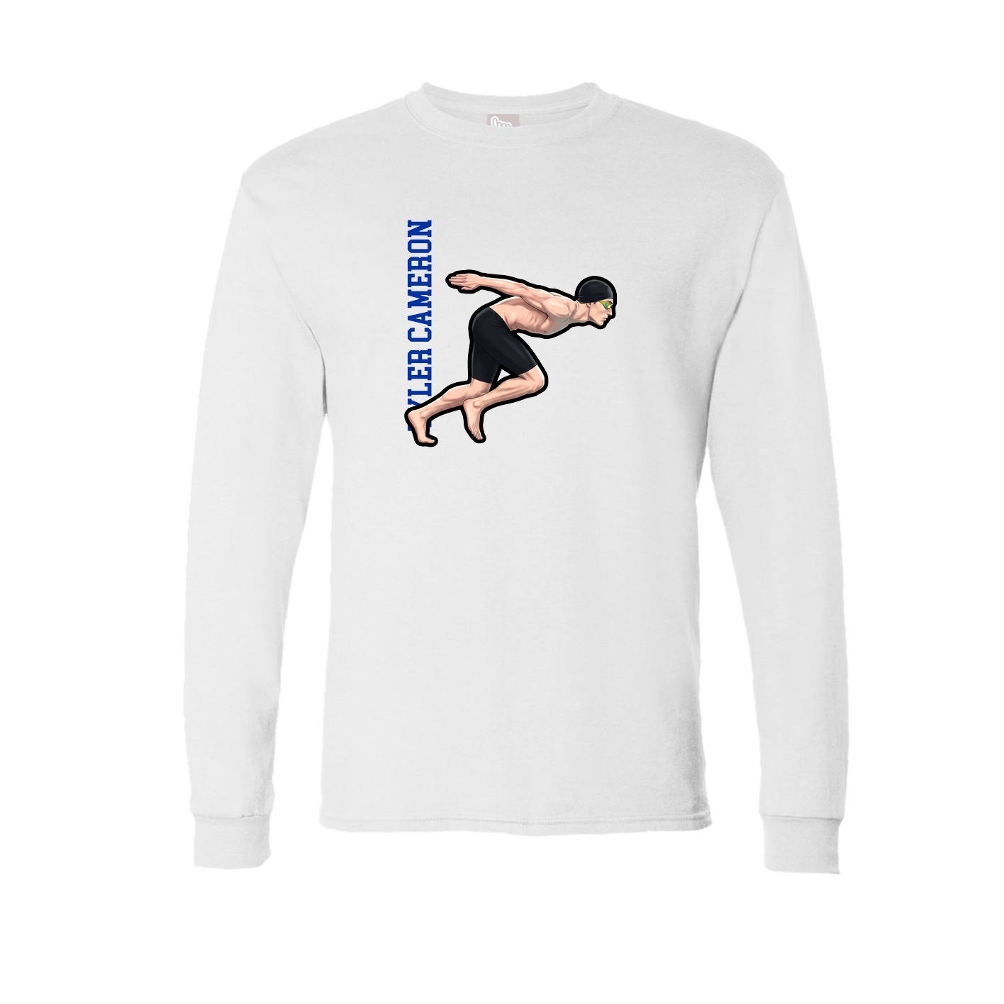 Long Sleeve Tee — Name Vertical in White