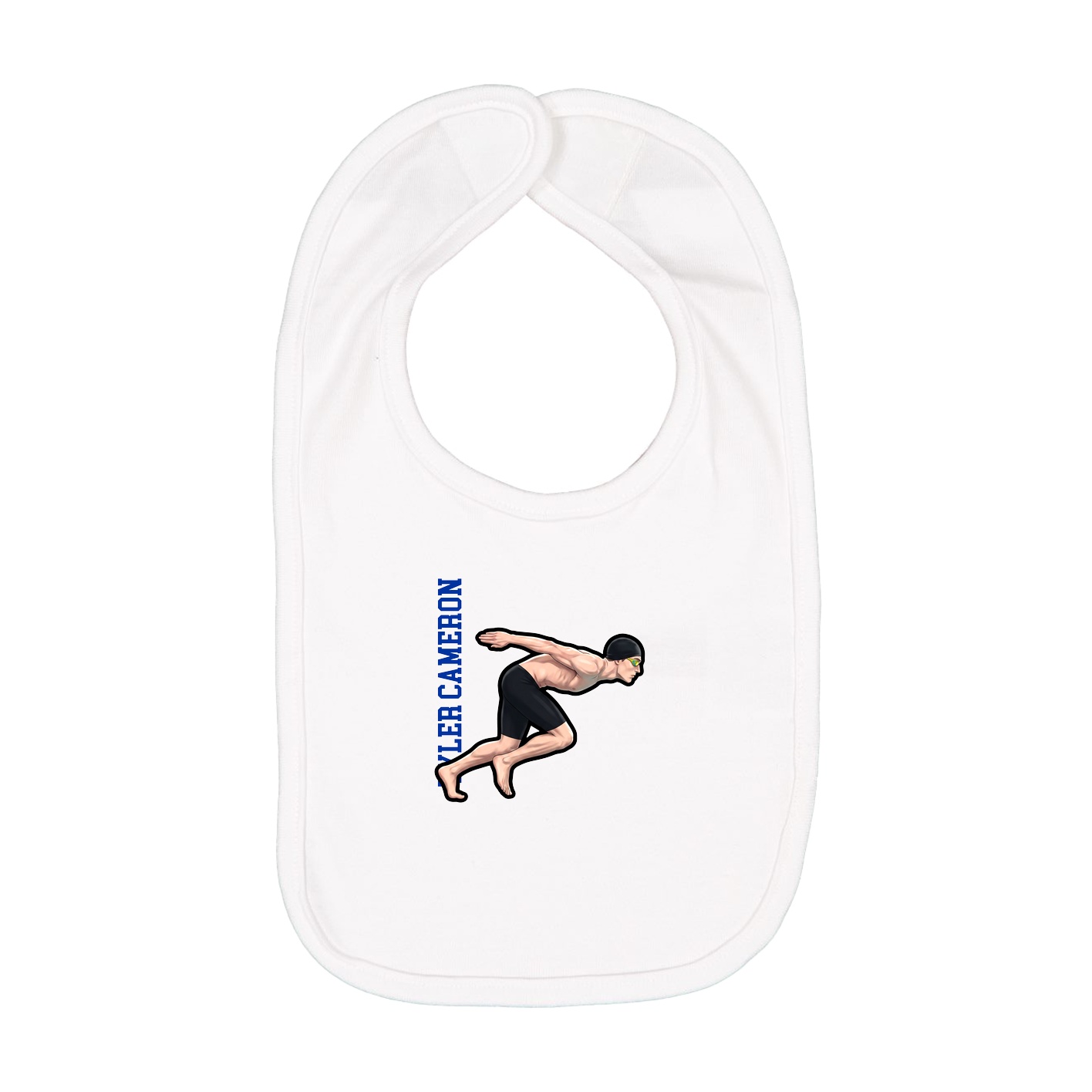 Infant Bib — Name Vertical in White
