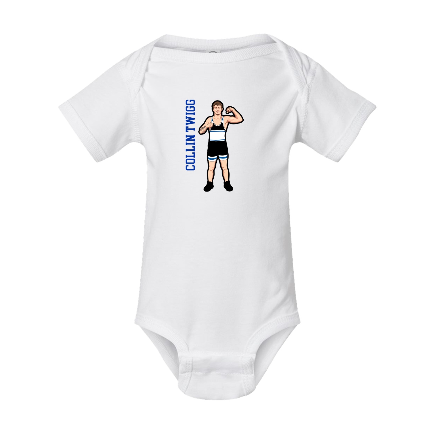 Baby Onesie — Name Vertical in White