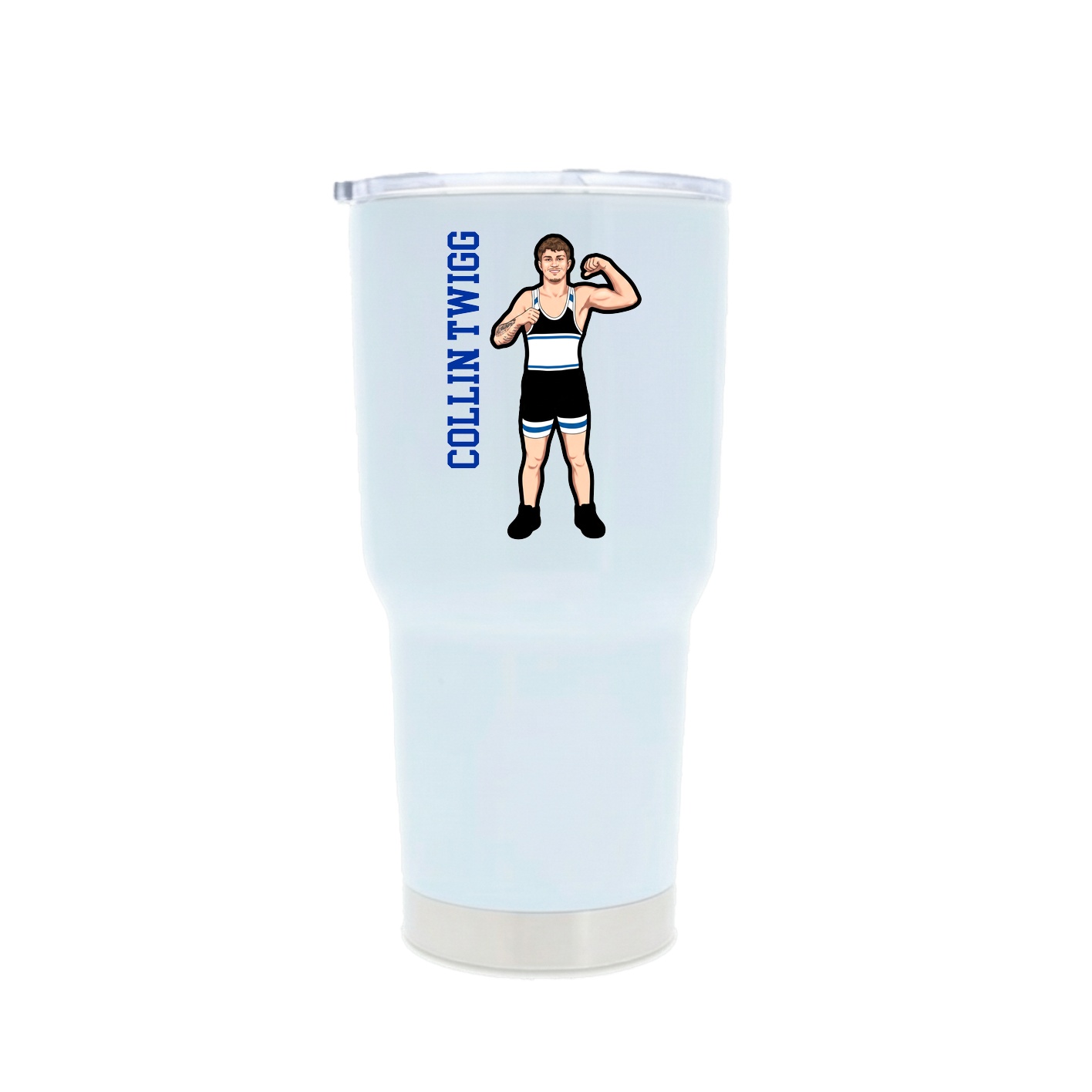 30oz Stainless Steel Tumbler — Name Vertical in White