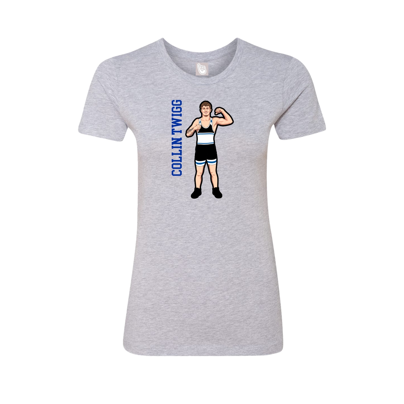 Womens Tee — Name Vertical in Grey