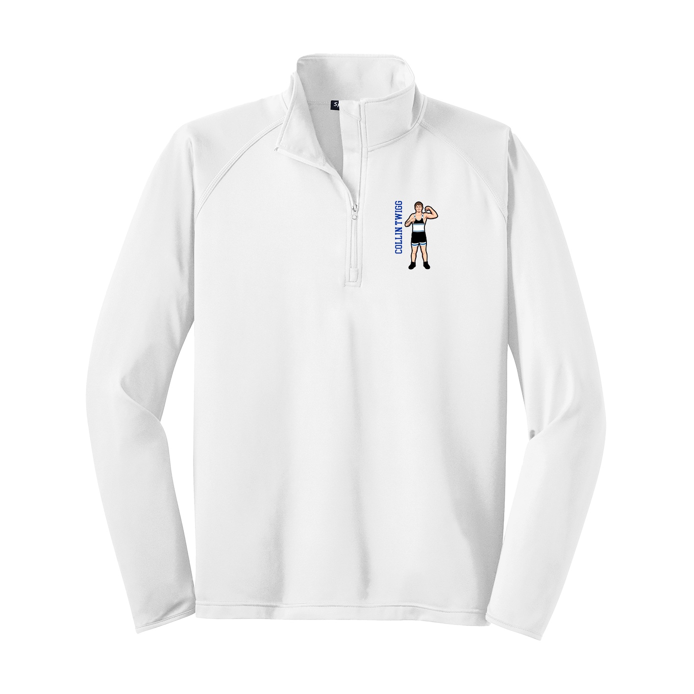 Q-Zip Pullover — Name Vertical in White