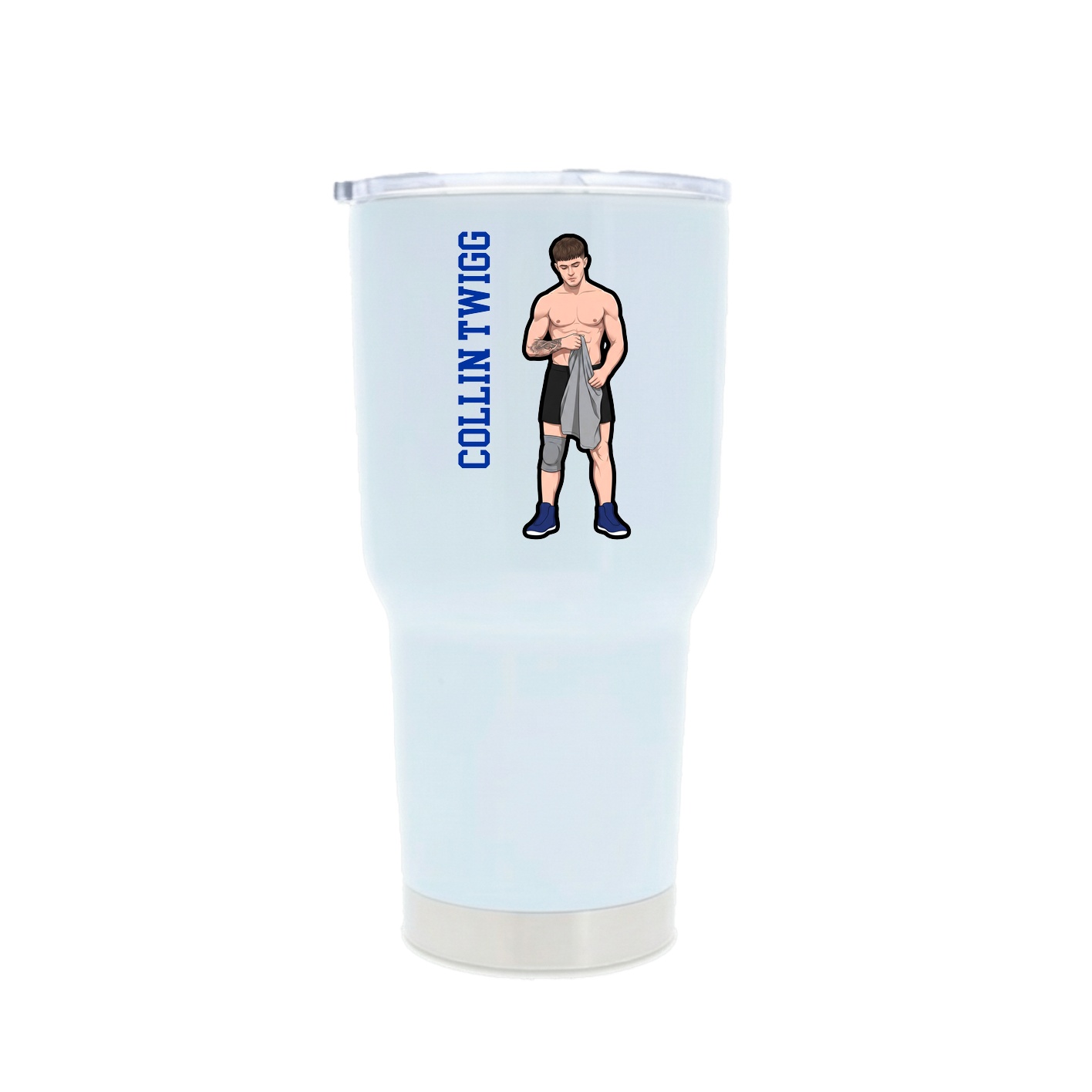 30oz Stainless Steel Tumbler — Name Vertical in White