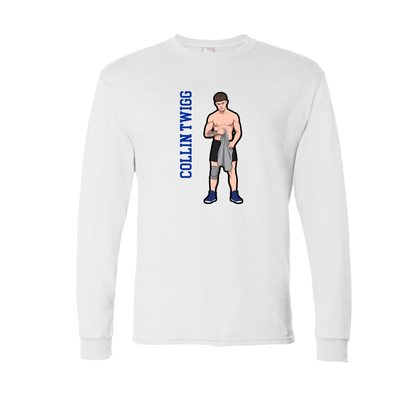 Long Sleeve Tee — Name Vertical in White